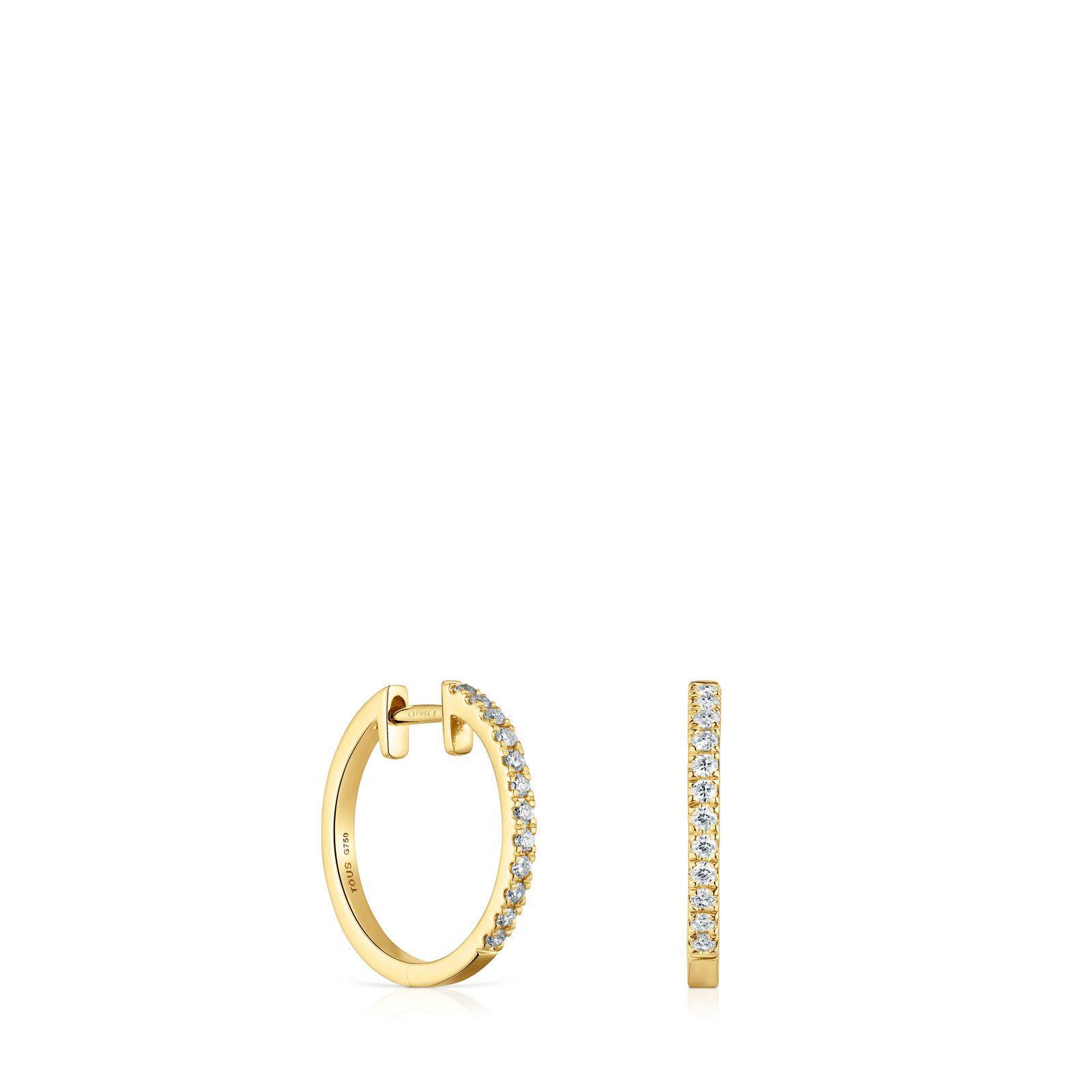Aros aro cortos de oro con diamantes 12,5 mm Les Classiques-0