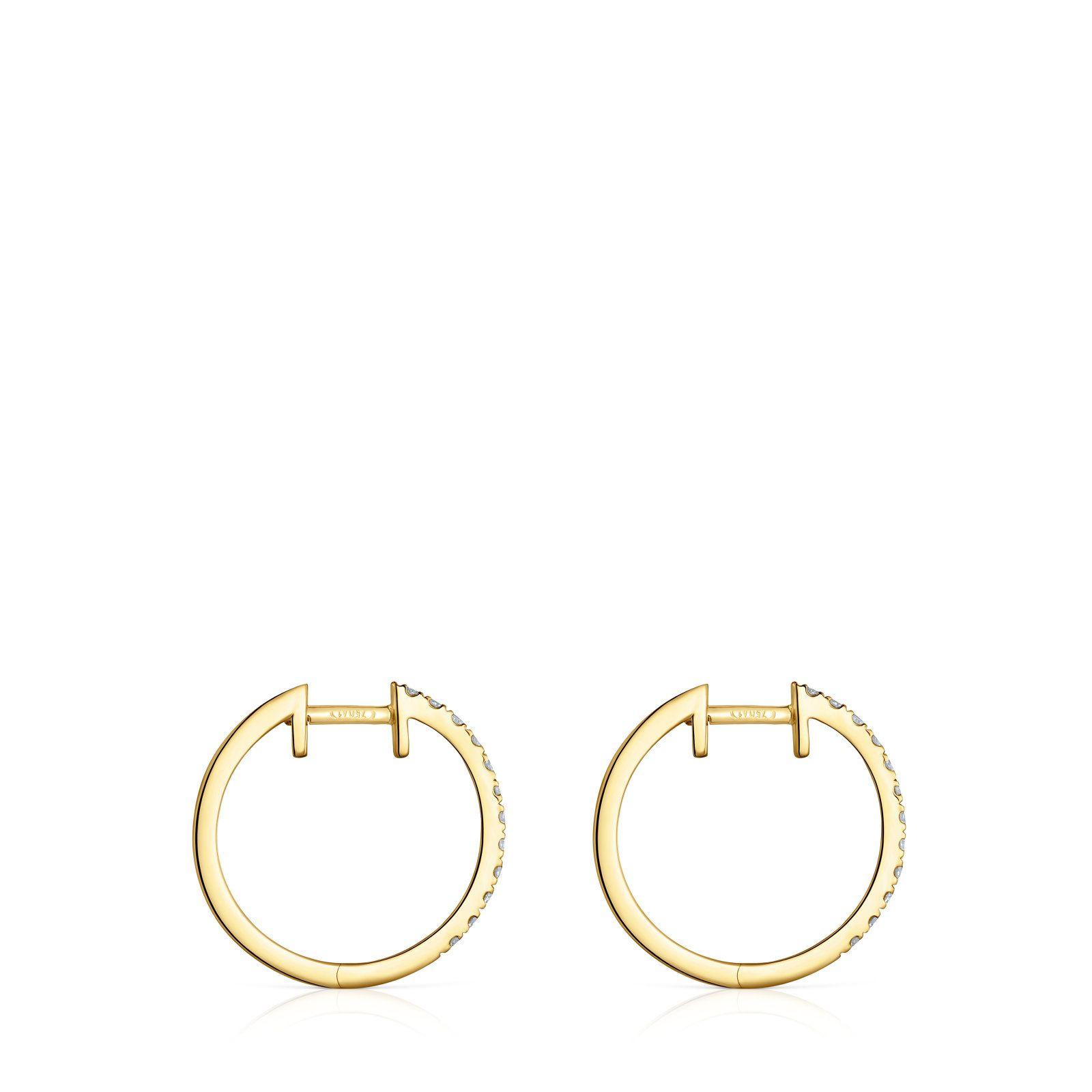 Aros aro cortos de oro con diamantes 12,5 mm Les Classiques-1