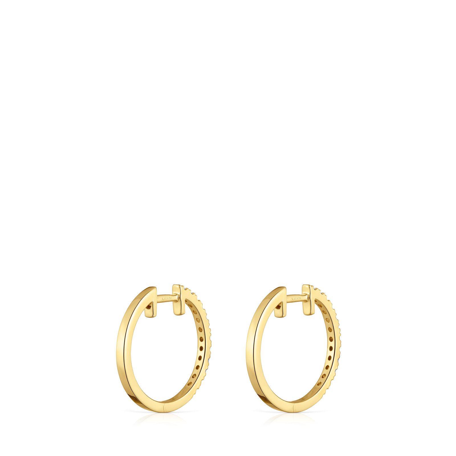 Aros aro cortos de oro con diamantes 12,5 mm Les Classiques-2
