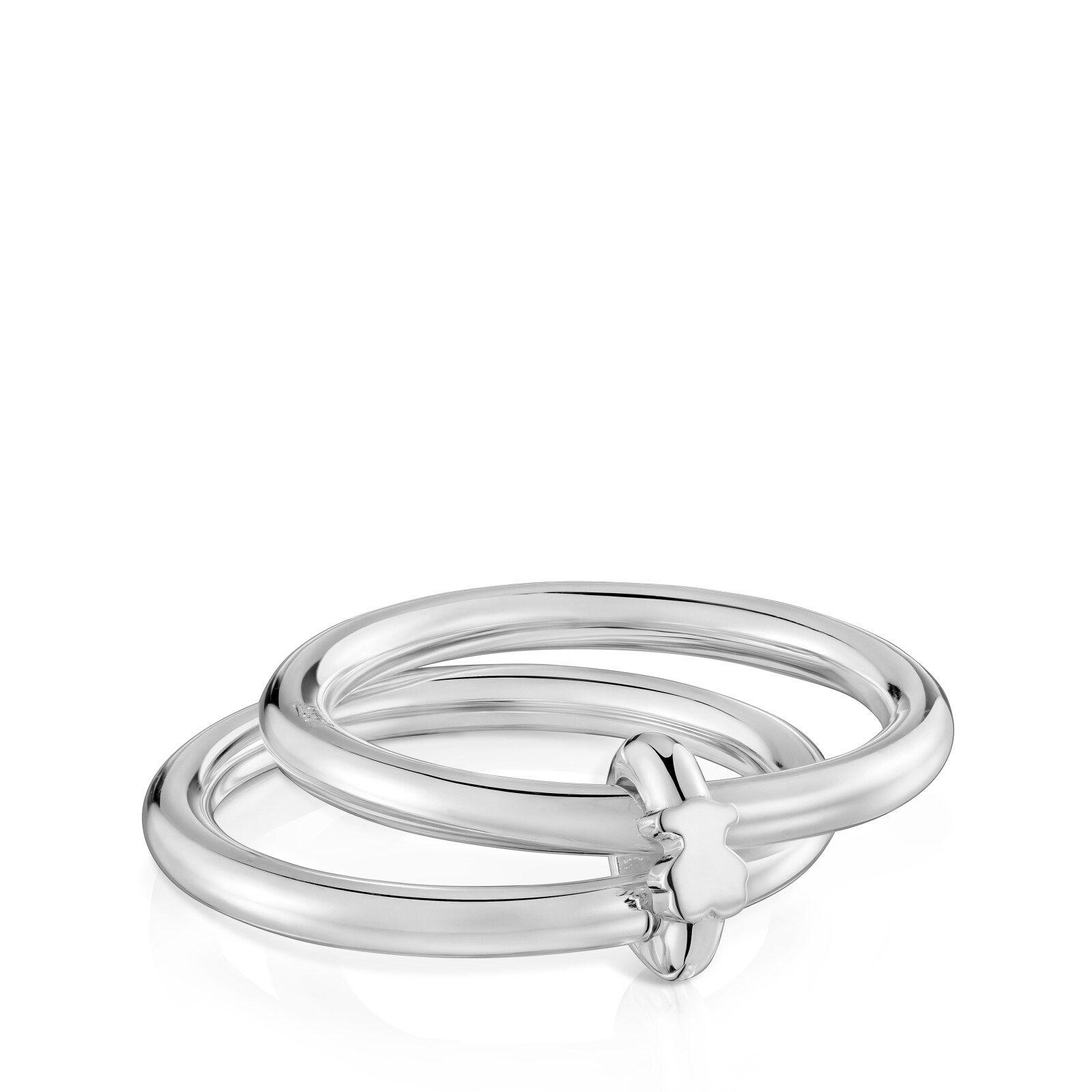 Anillo doble aro de plata Straight-2