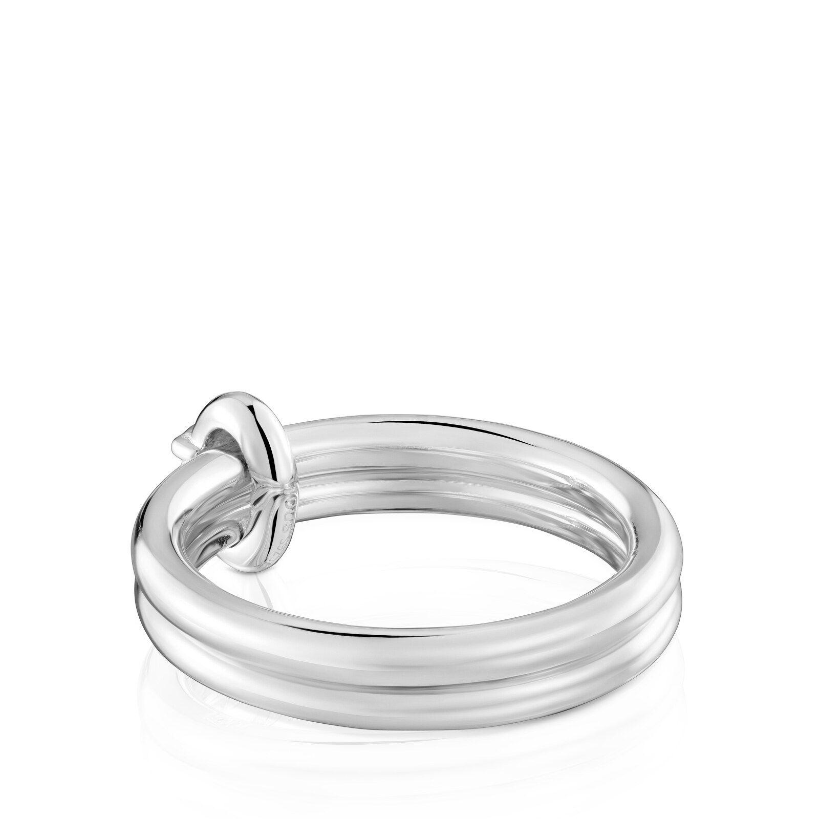 Anillo doble aro de plata Straight-3