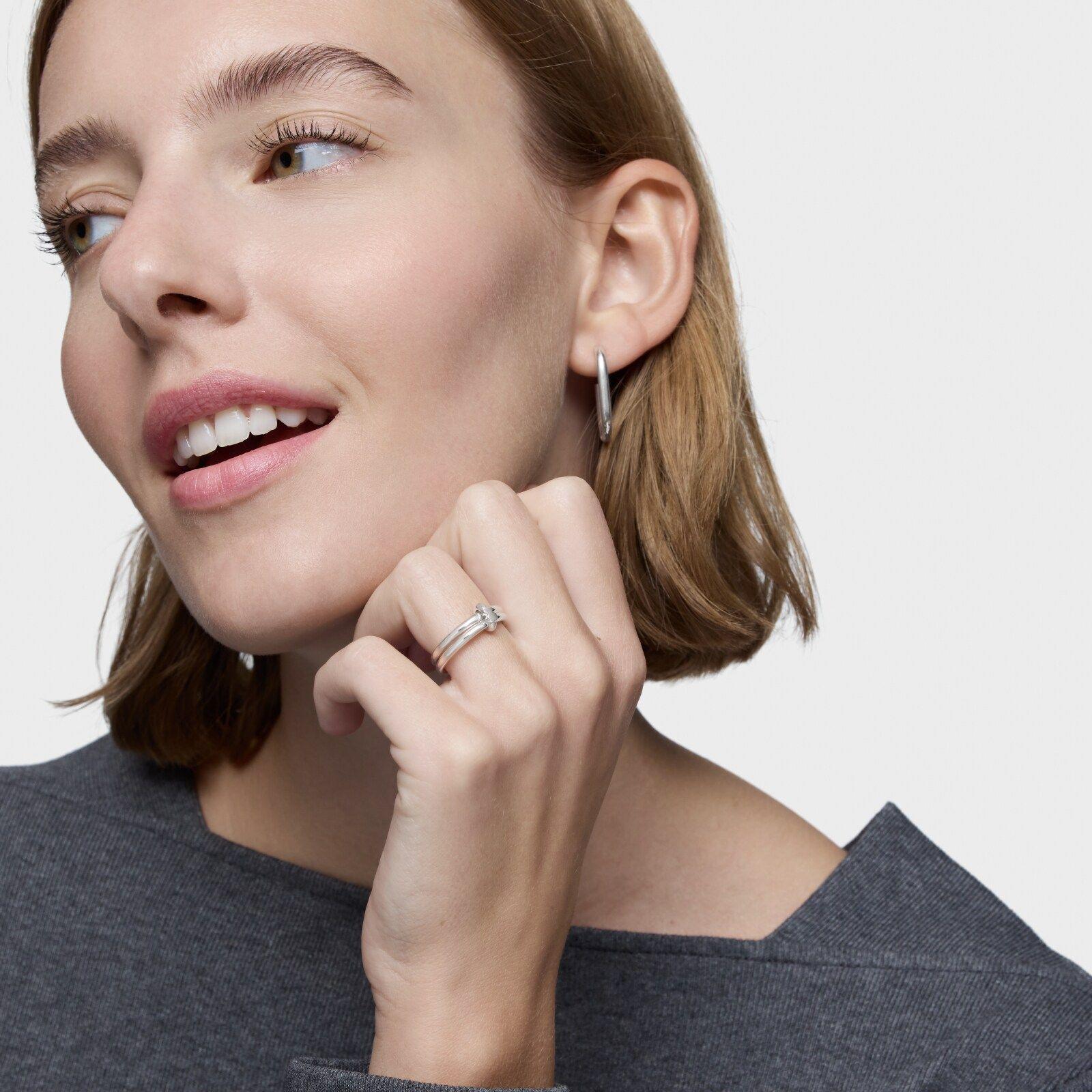 Anillo doble aro de plata Straight-4