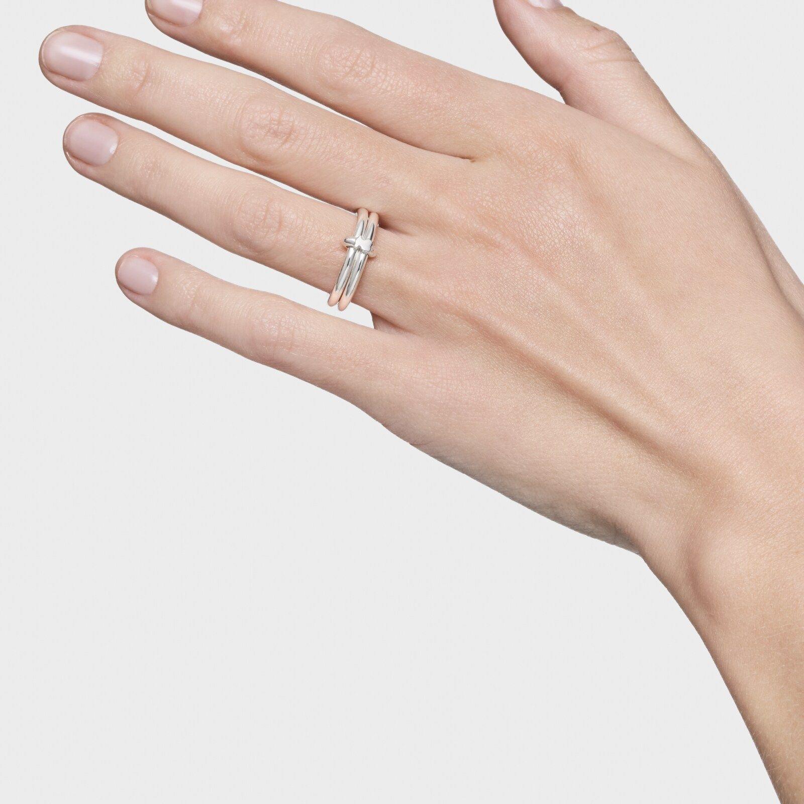 Anillo doble aro de plata Straight-6