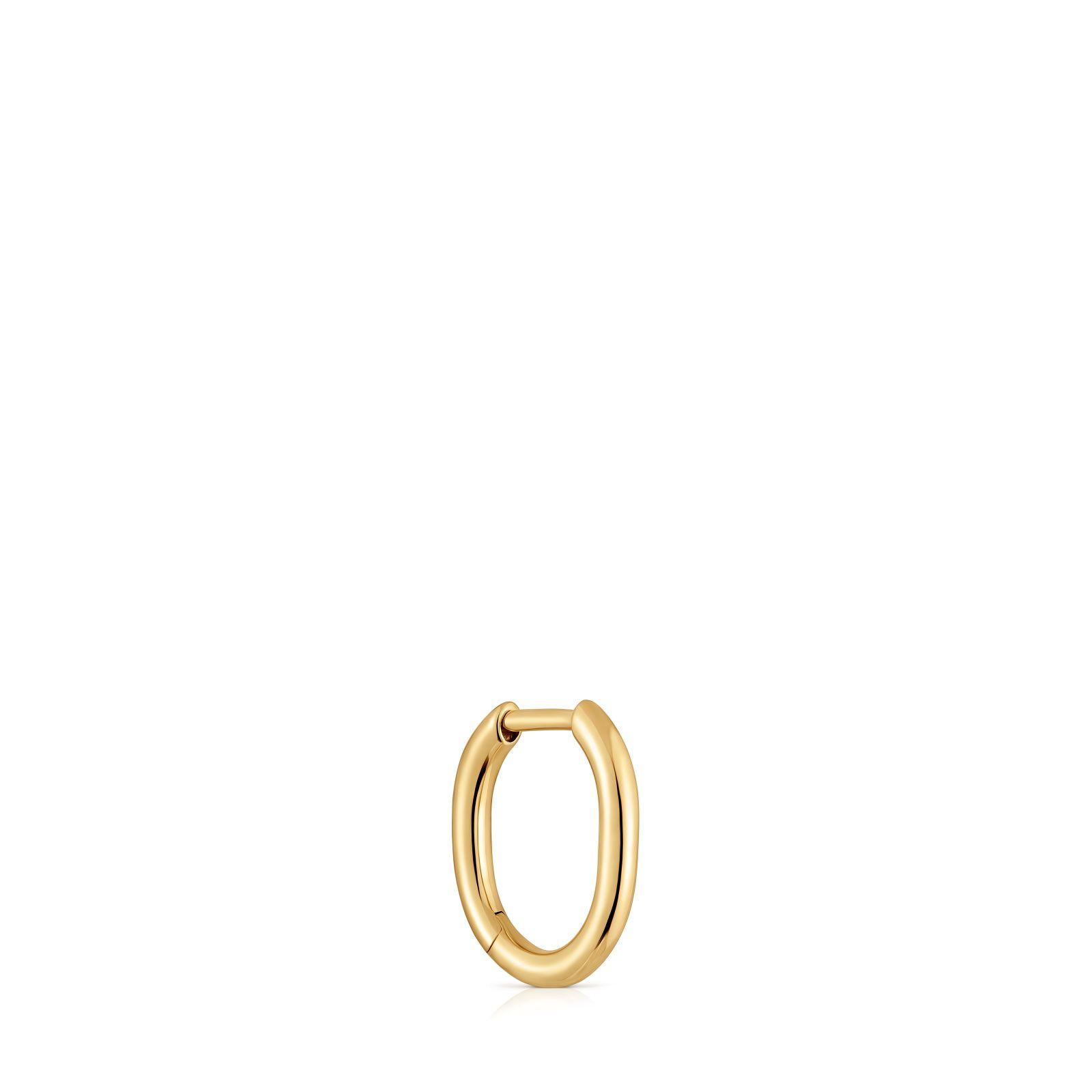 Pendiente individual de aro con baño de oro 18 kt sobre plata 13 mm Basics-0