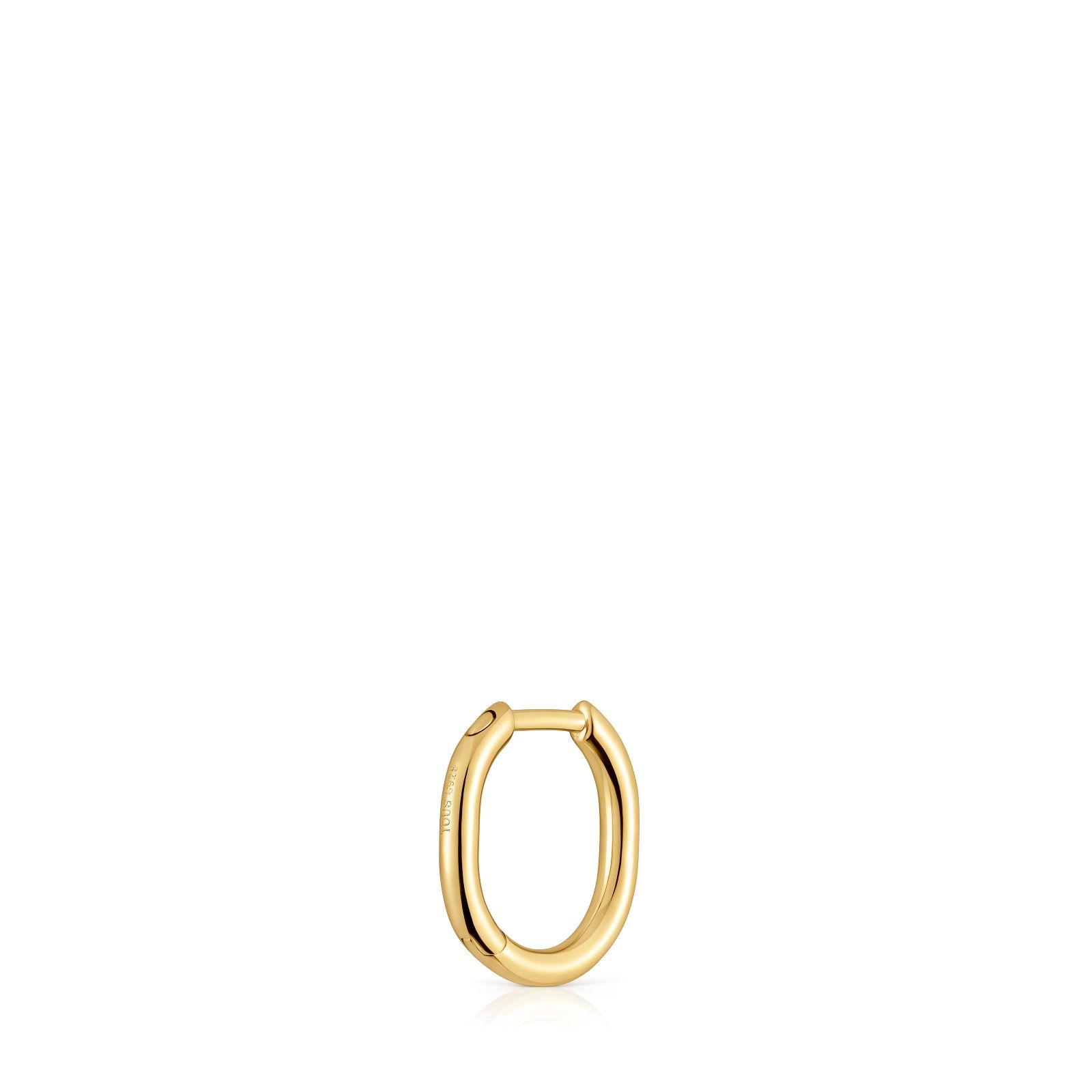 Pendiente individual de aro con baño de oro 18 kt sobre plata 13 mm Basics-2