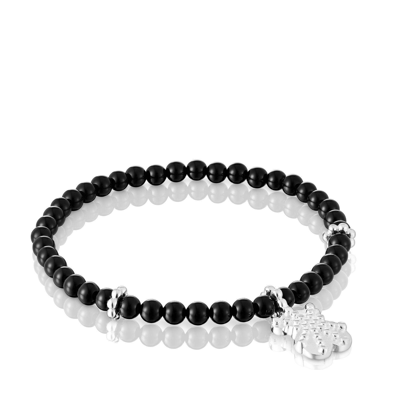 Pulsera elástica de plata, ónix y motivo oso TOUS Grain-0
