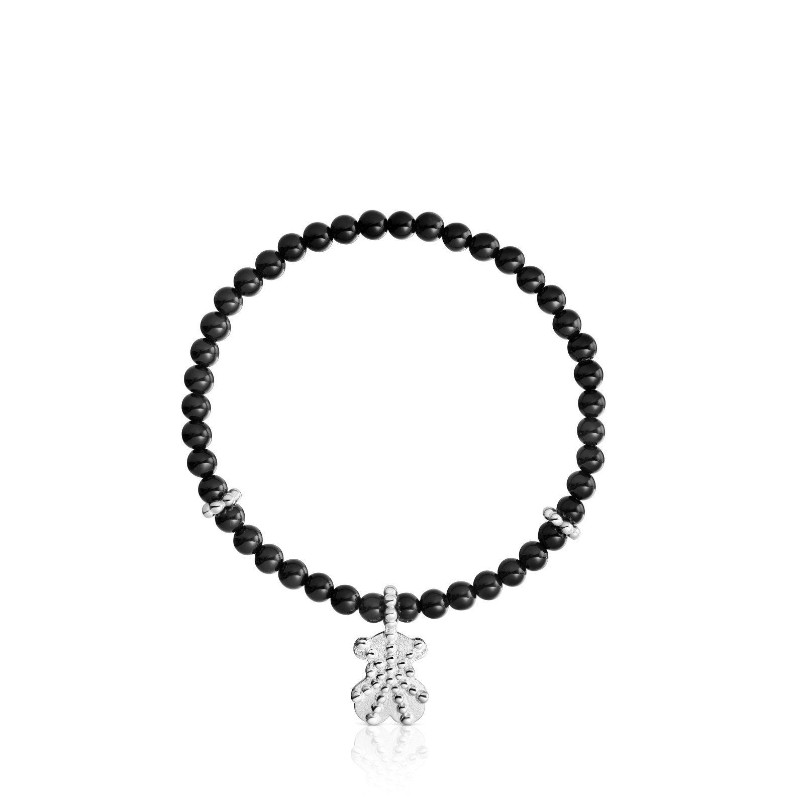 Pulsera elástica de plata, ónix y motivo oso TOUS Grain-1