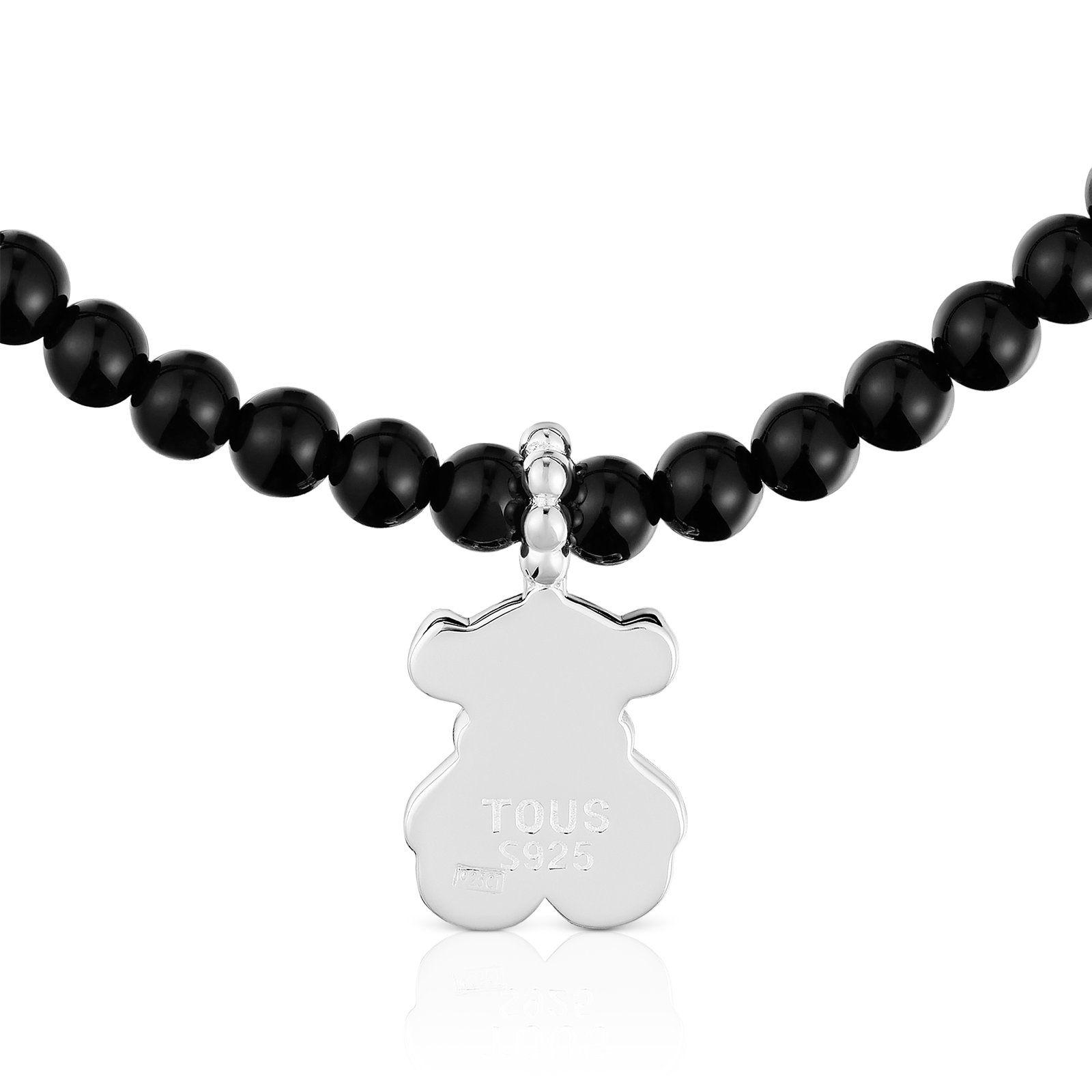 Pulsera elástica de plata, ónix y motivo oso TOUS Grain-3