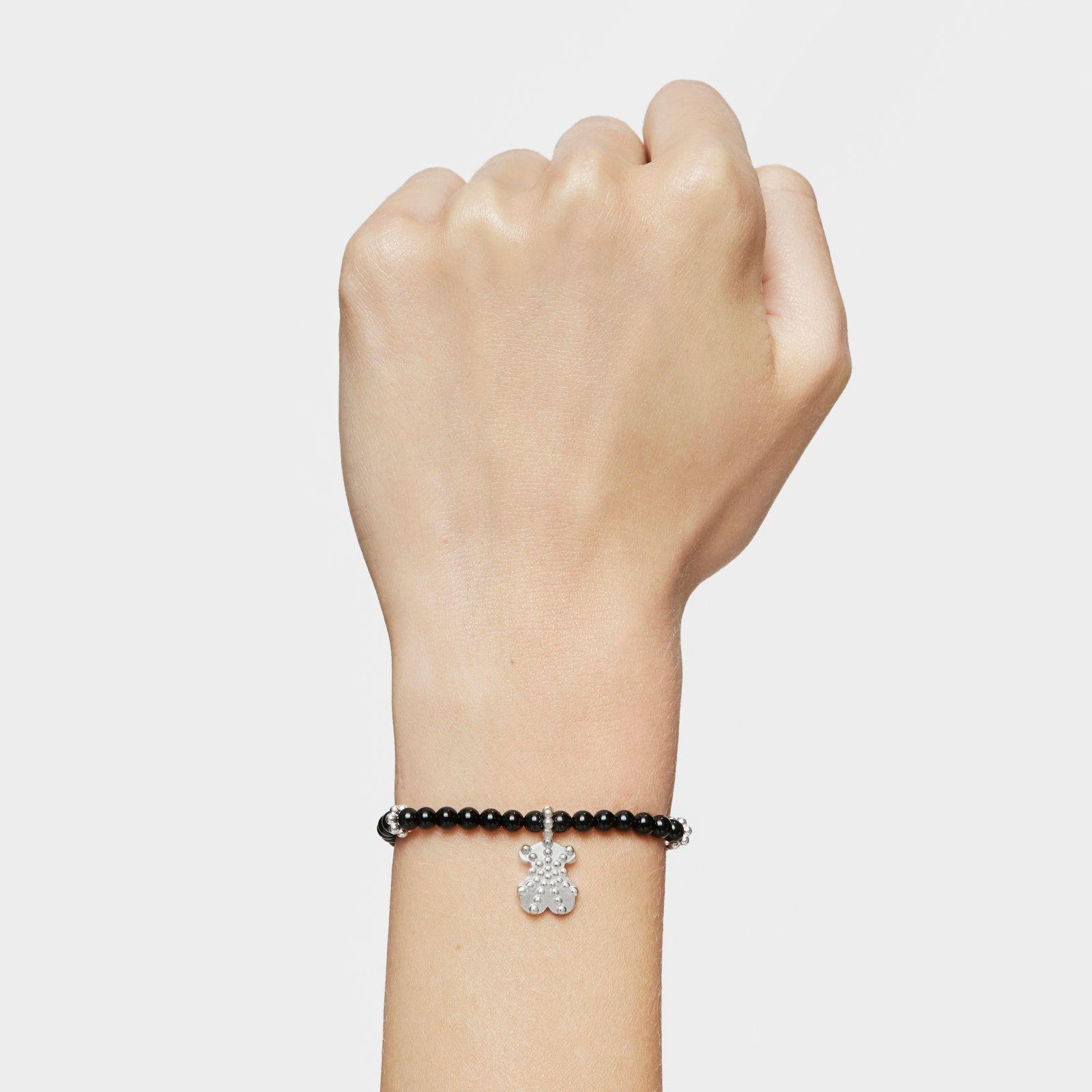 Pulsera elástica de plata, ónix y motivo oso TOUS Grain-6