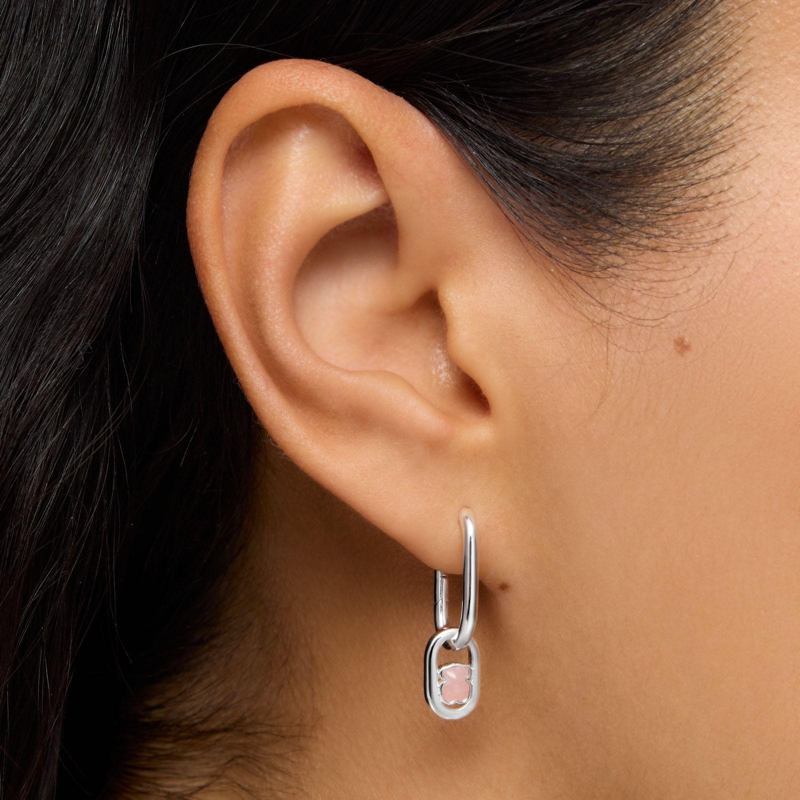 Pendientes aro de plata y cuarzo Camille-5