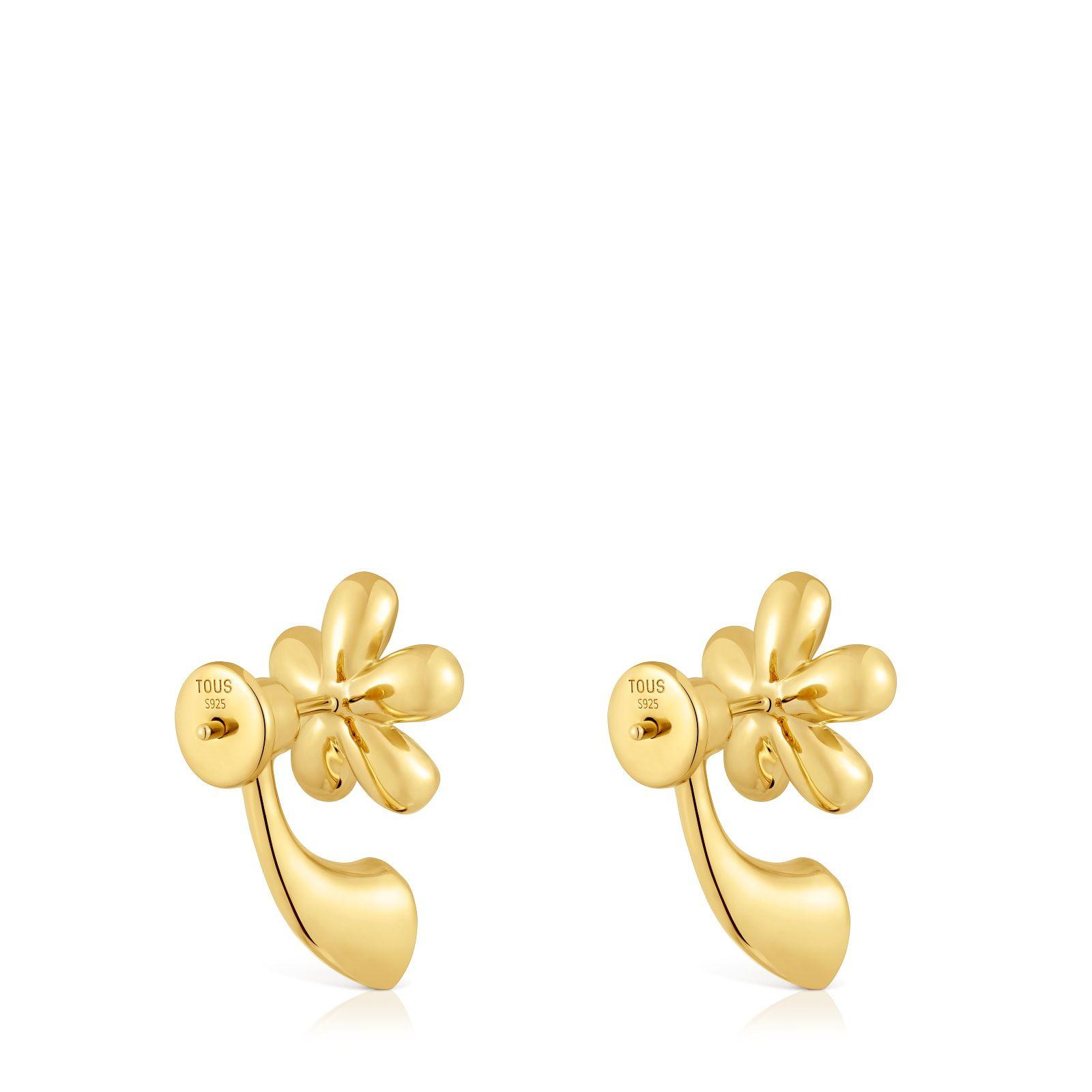 Aros flor con baño de oro de 18 kt plata y amatista Daisy-2
