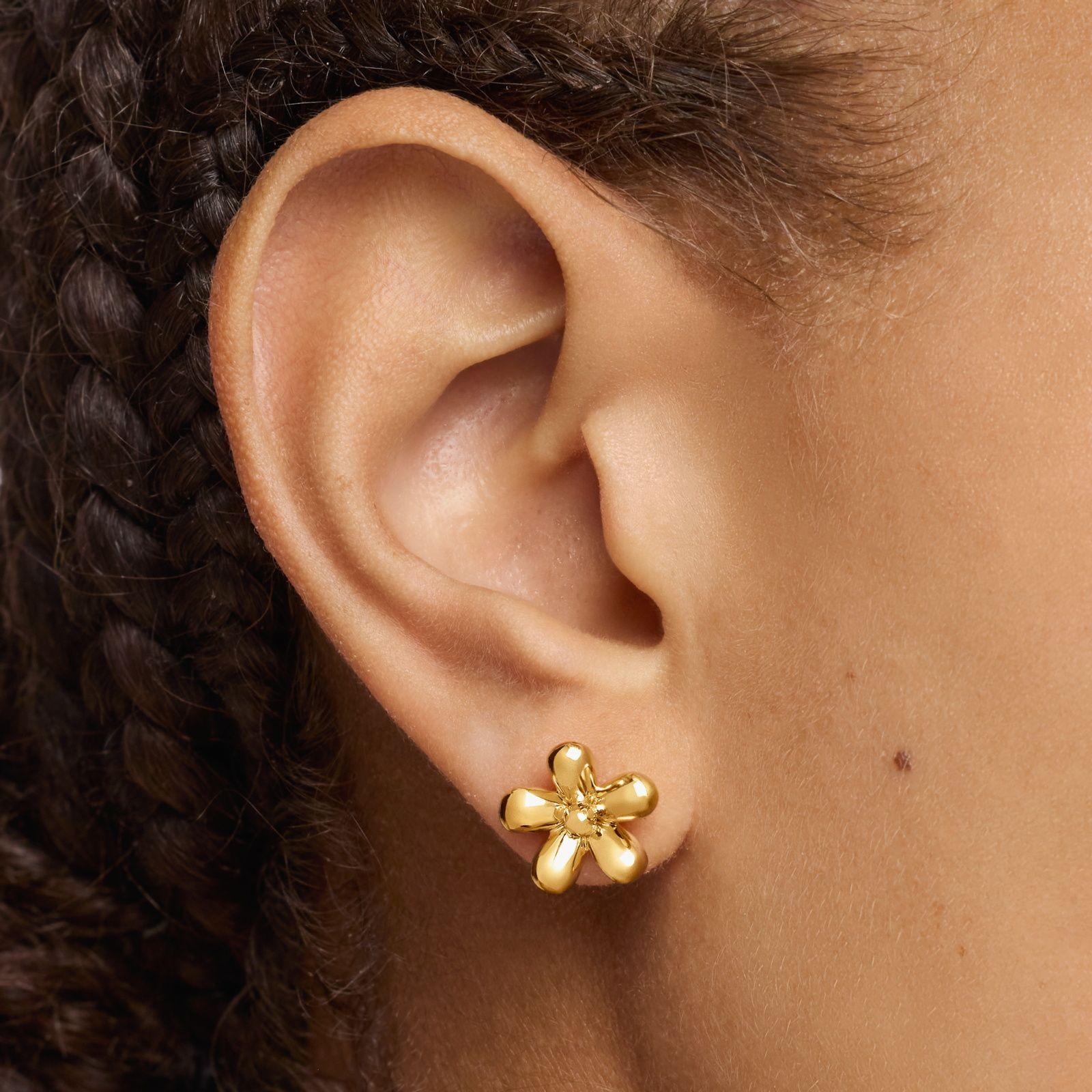 Aros flor con baño de oro de 18 kt plata y amatista Daisy-5