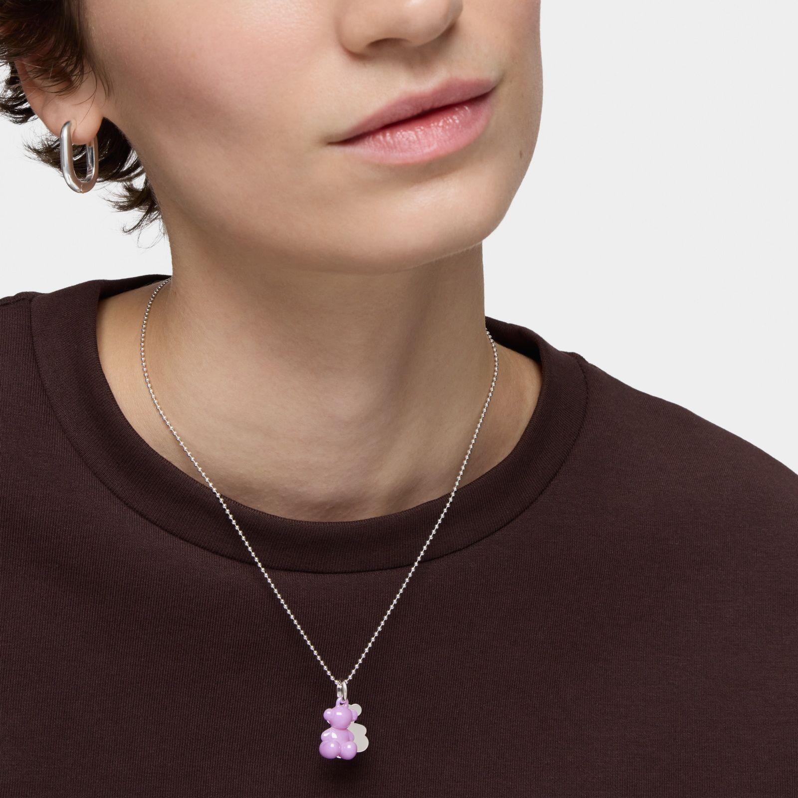 Colgante doble oso de plata y cerámica lila Bold Bear-6