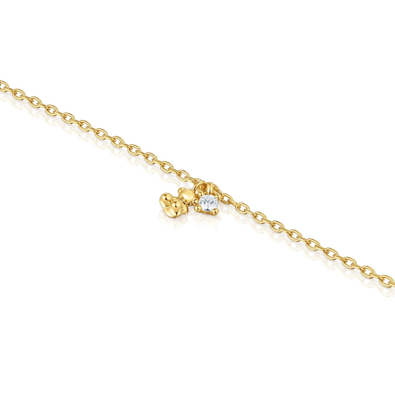 Pulsera cadena con baño de oro 18 kt sobre plata y diamante creado en laboratorio Bold Bear LGD-2