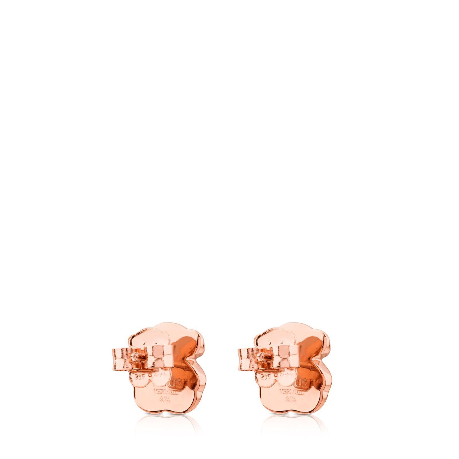Aros Motif de Plata Vermeil Rosa Tous-2