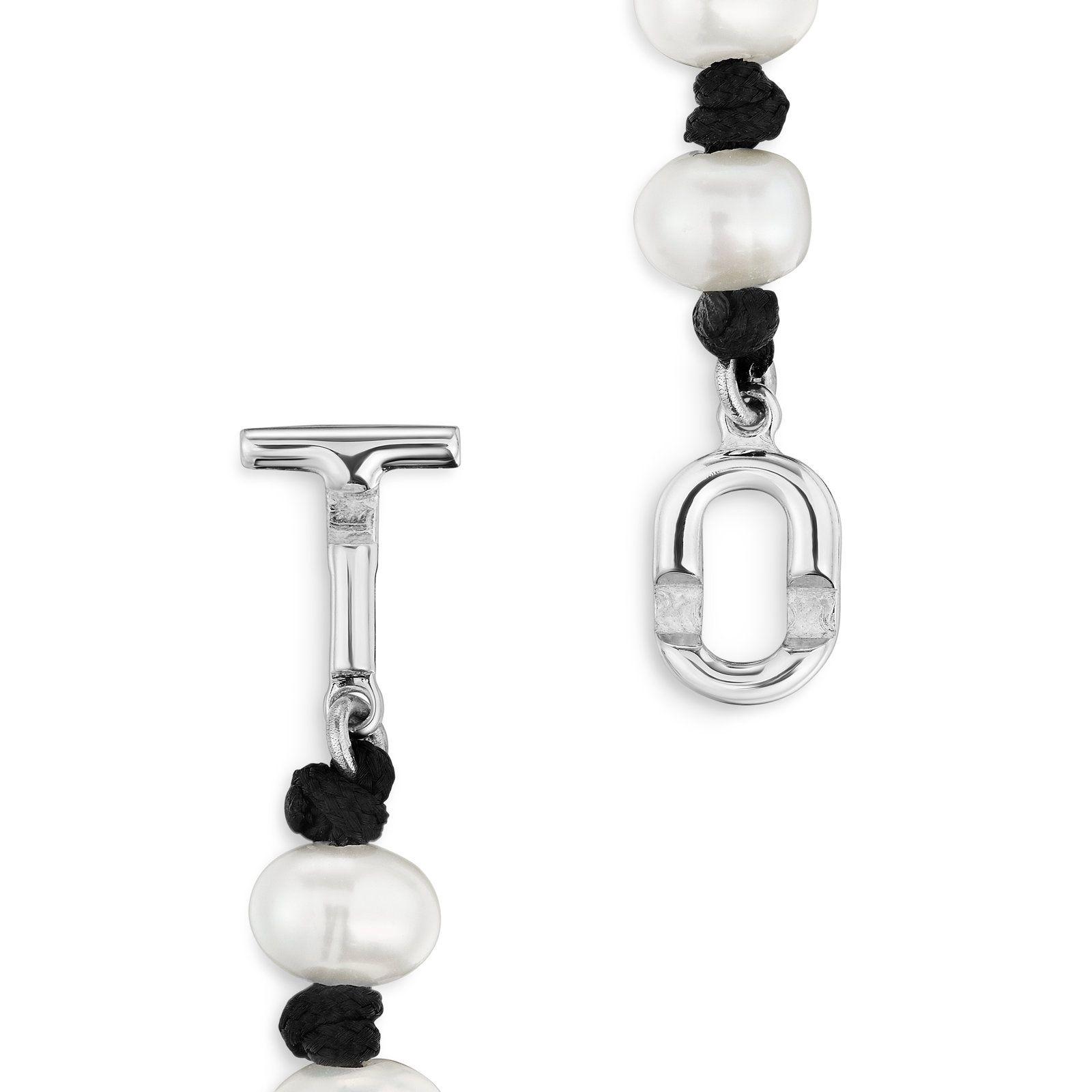 Collar de nylon negro con perlas cultivadas 42 cm Manifesto-3
