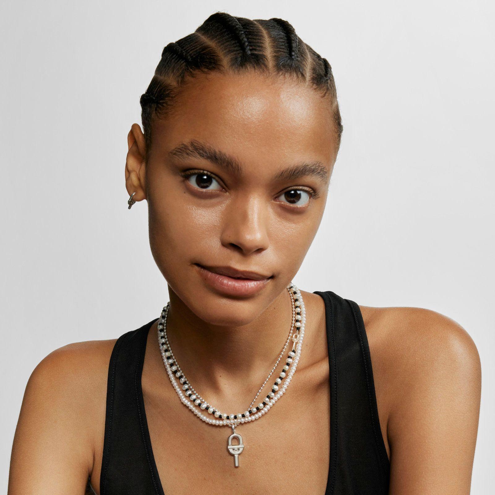 Collar de nylon negro con perlas cultivadas 42 cm Manifesto-5