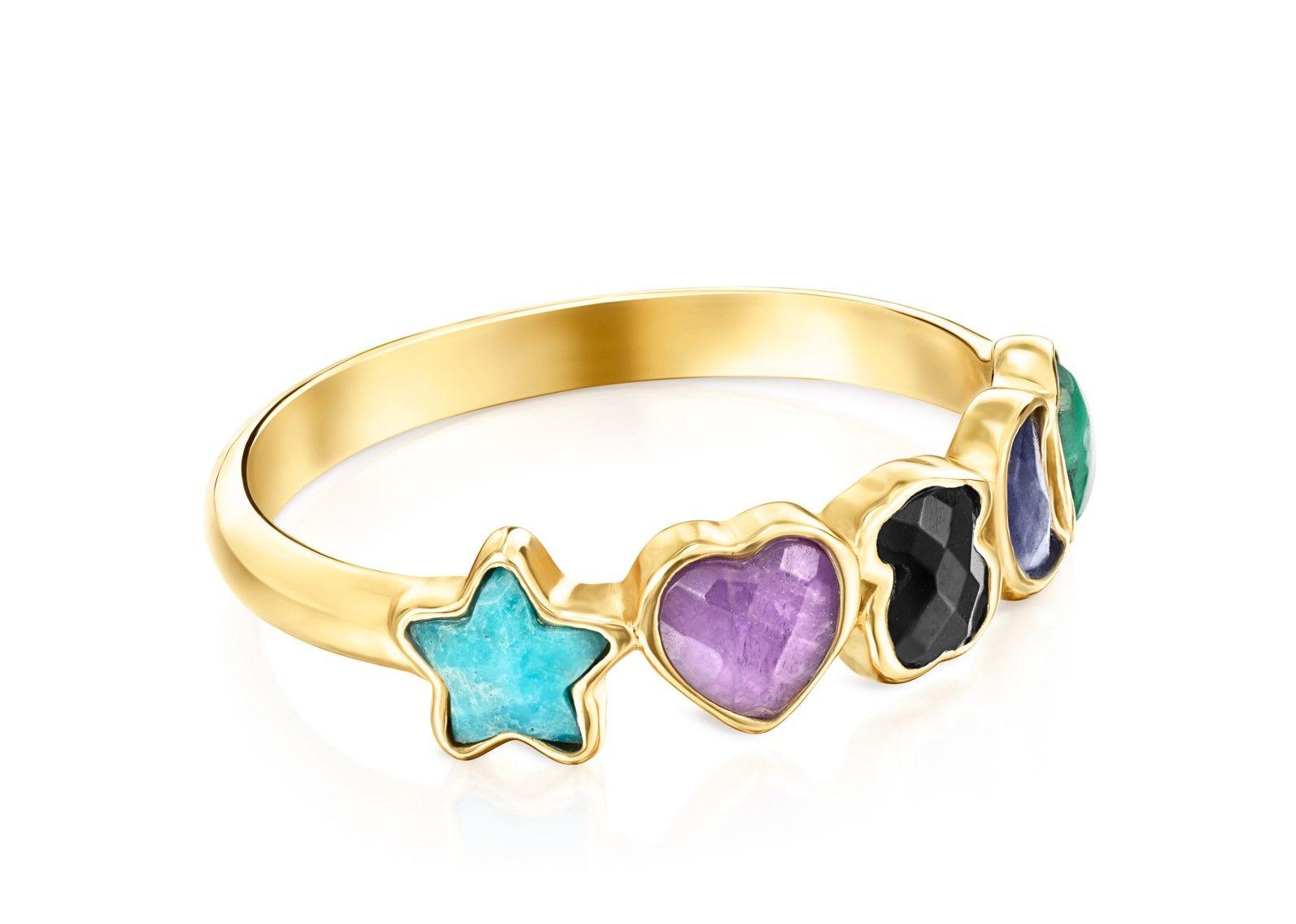 Anillo Glory de Plata Vermeil con Gemas Tous-0