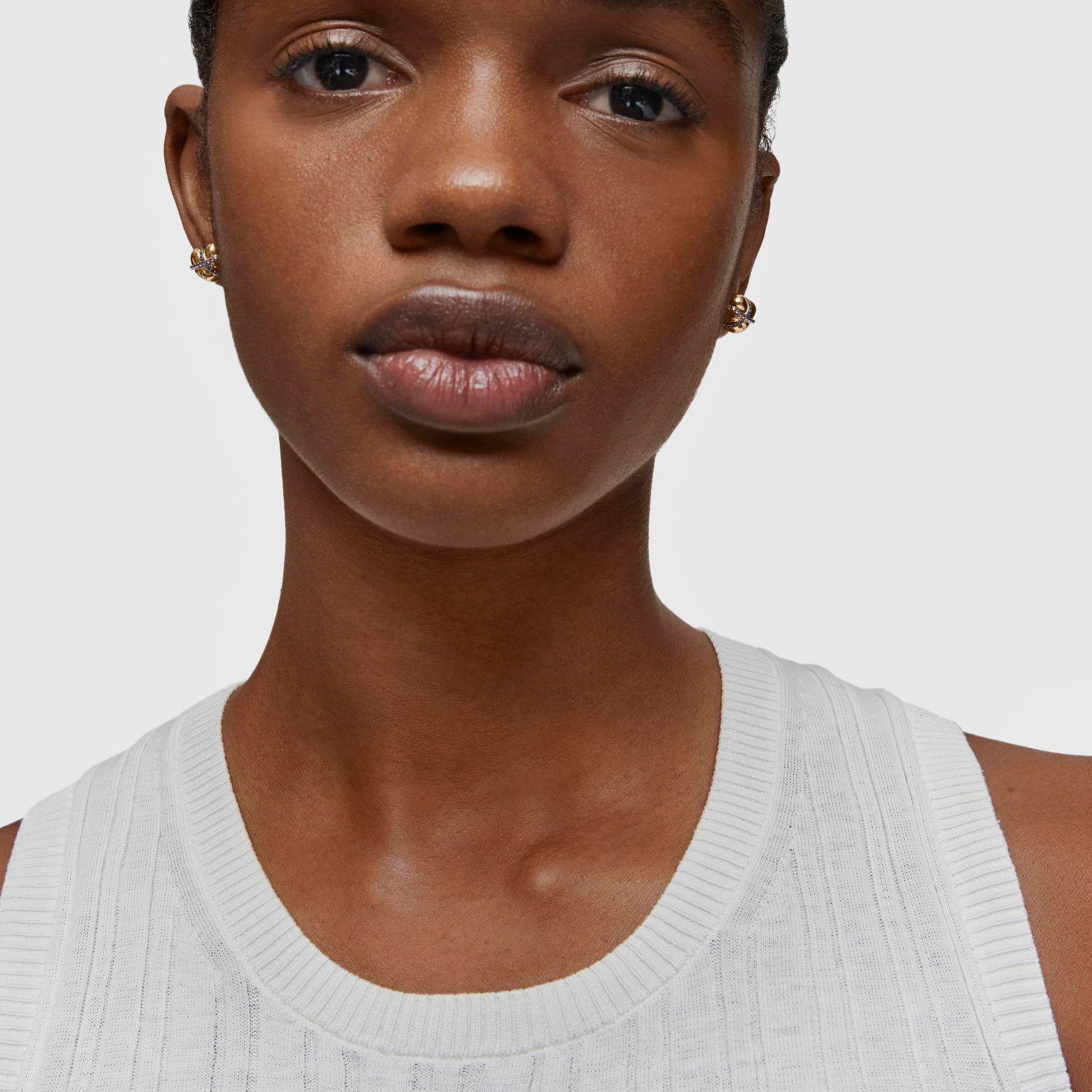 Aros pequeños corazón baño de oro 18 kt sobre plata Lligat-1