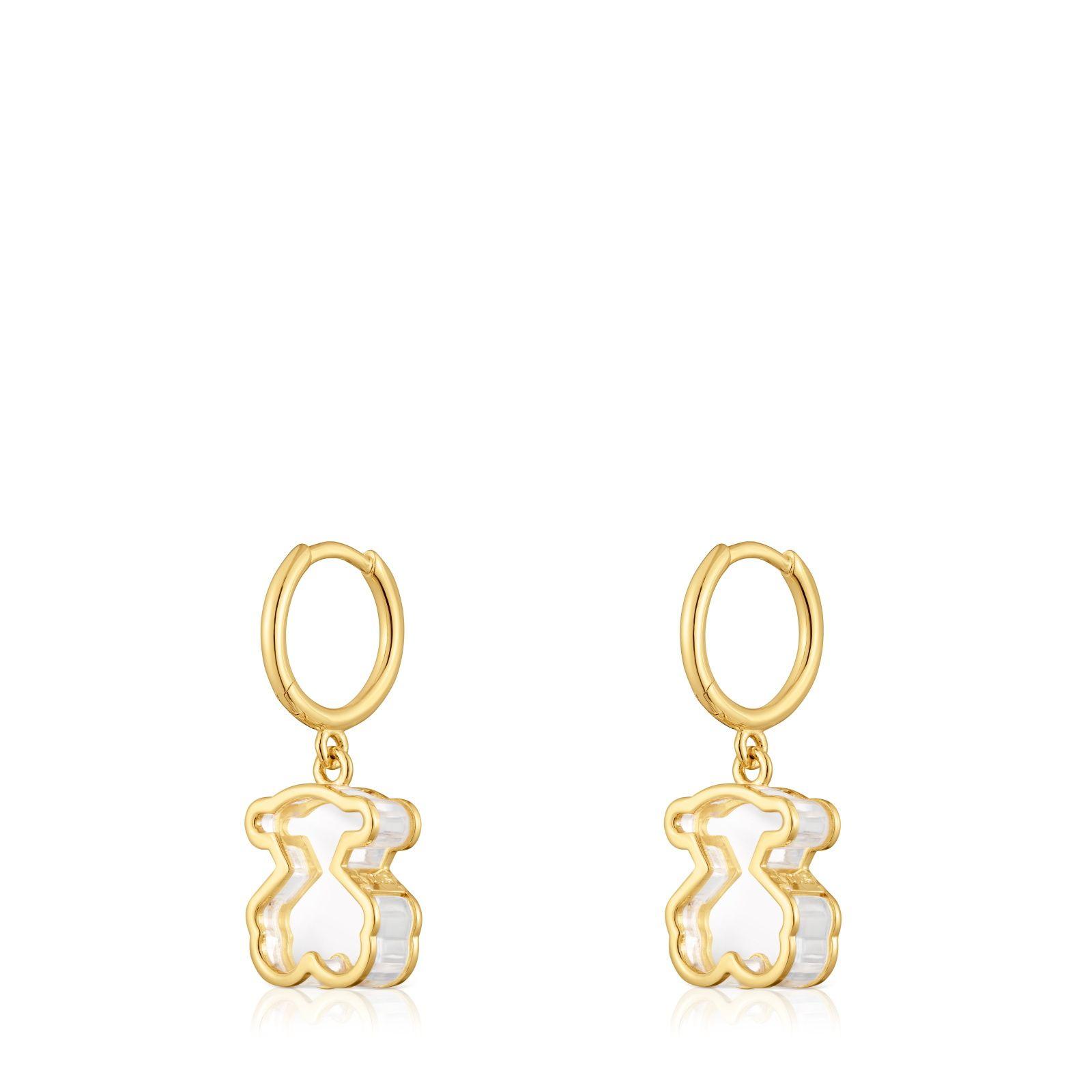 Aros de aro con baño de oro 18 kt sobre plata y metacrilato-2