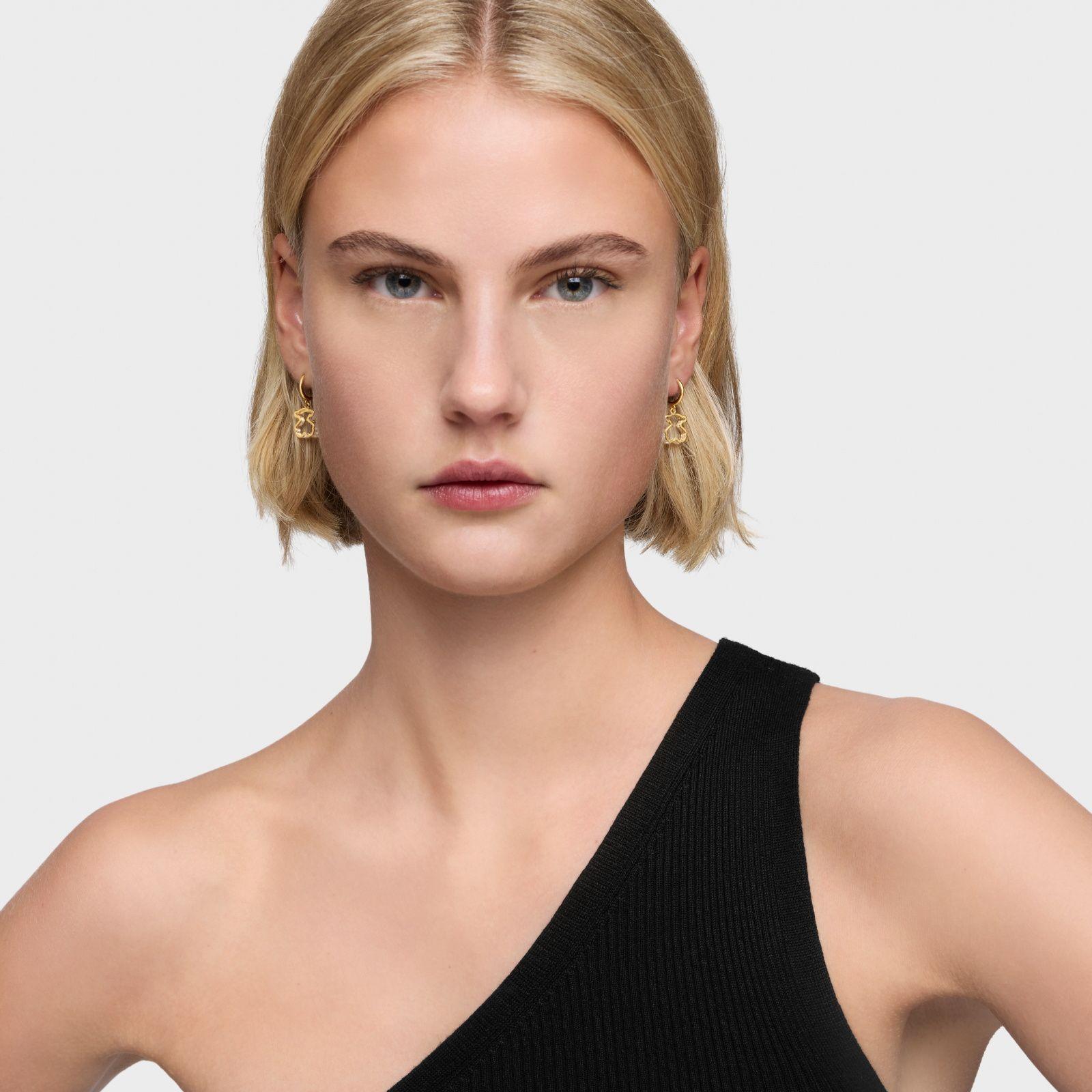 Aros de aro con baño de oro 18 kt sobre plata y metacrilato-3