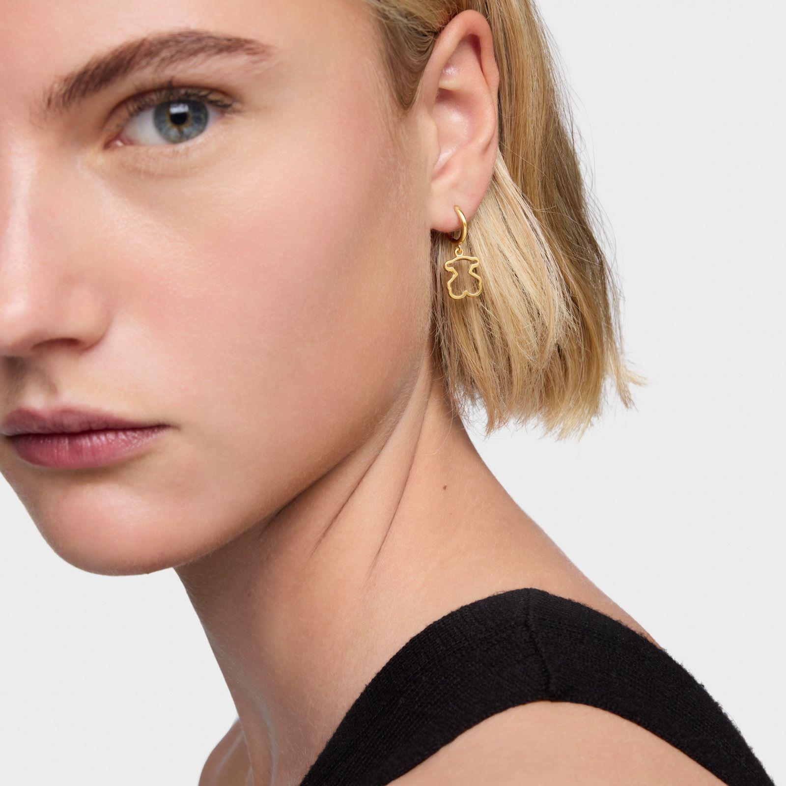 Aros de aro con baño de oro 18 kt sobre plata y metacrilato-4