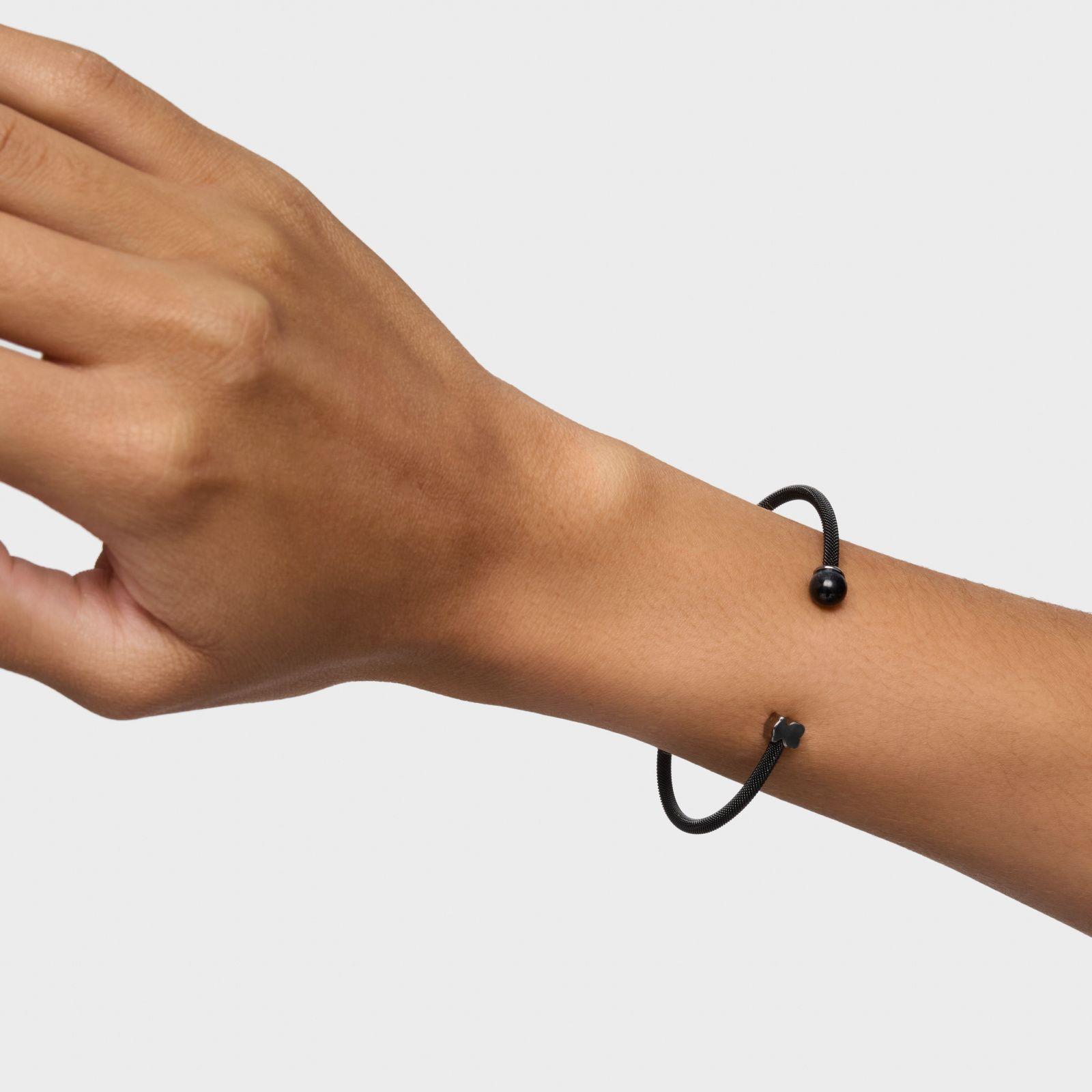 Pulsera esclava de acero negro y ojo de halcón Icon Mesh-5