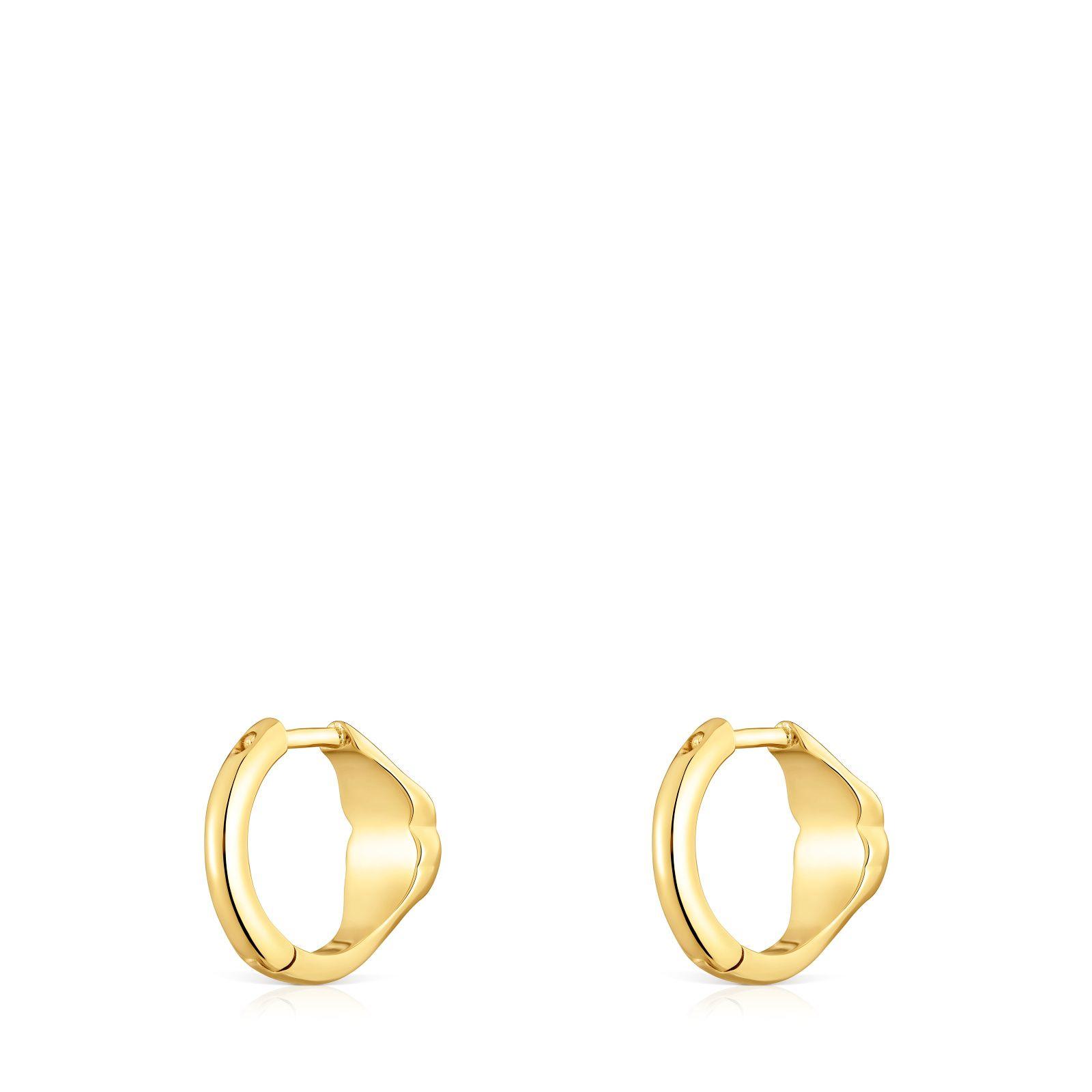 Aros de aro con baño de oro 18 kt sobre plata y motivo oso en ónix 10 mm Icon Color-2