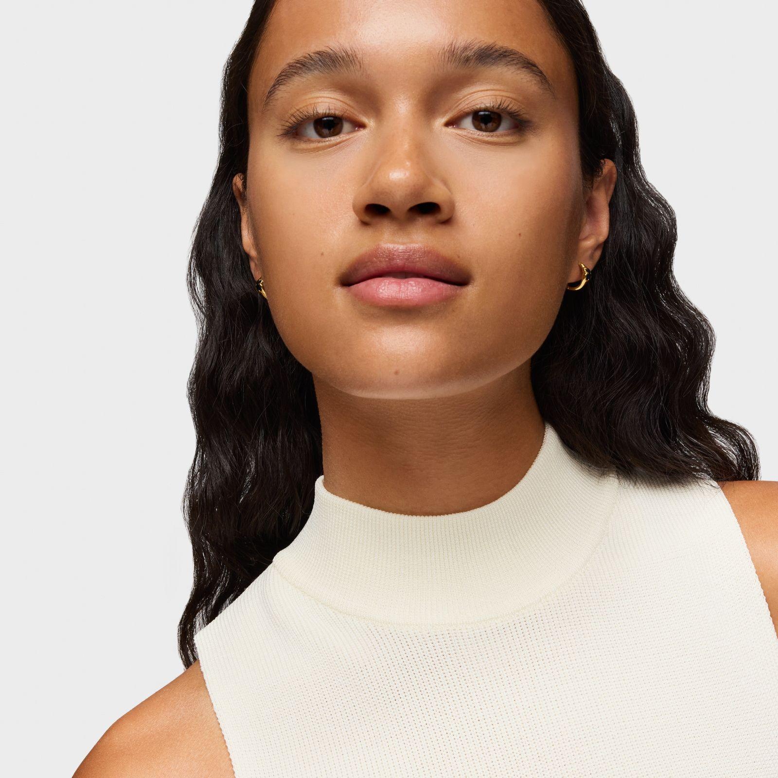 Aros de aro con baño de oro 18 kt sobre plata y motivo oso en ónix 10 mm Icon Color-3