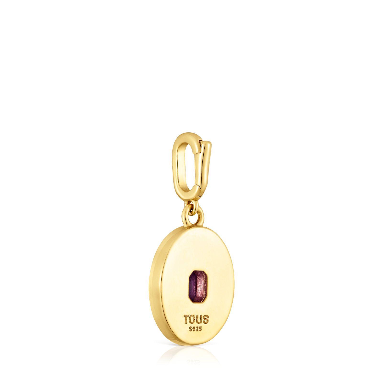 Colgante medalla con baño de oro de 18 kt sobre plata, nácar y amatista Medallions-2