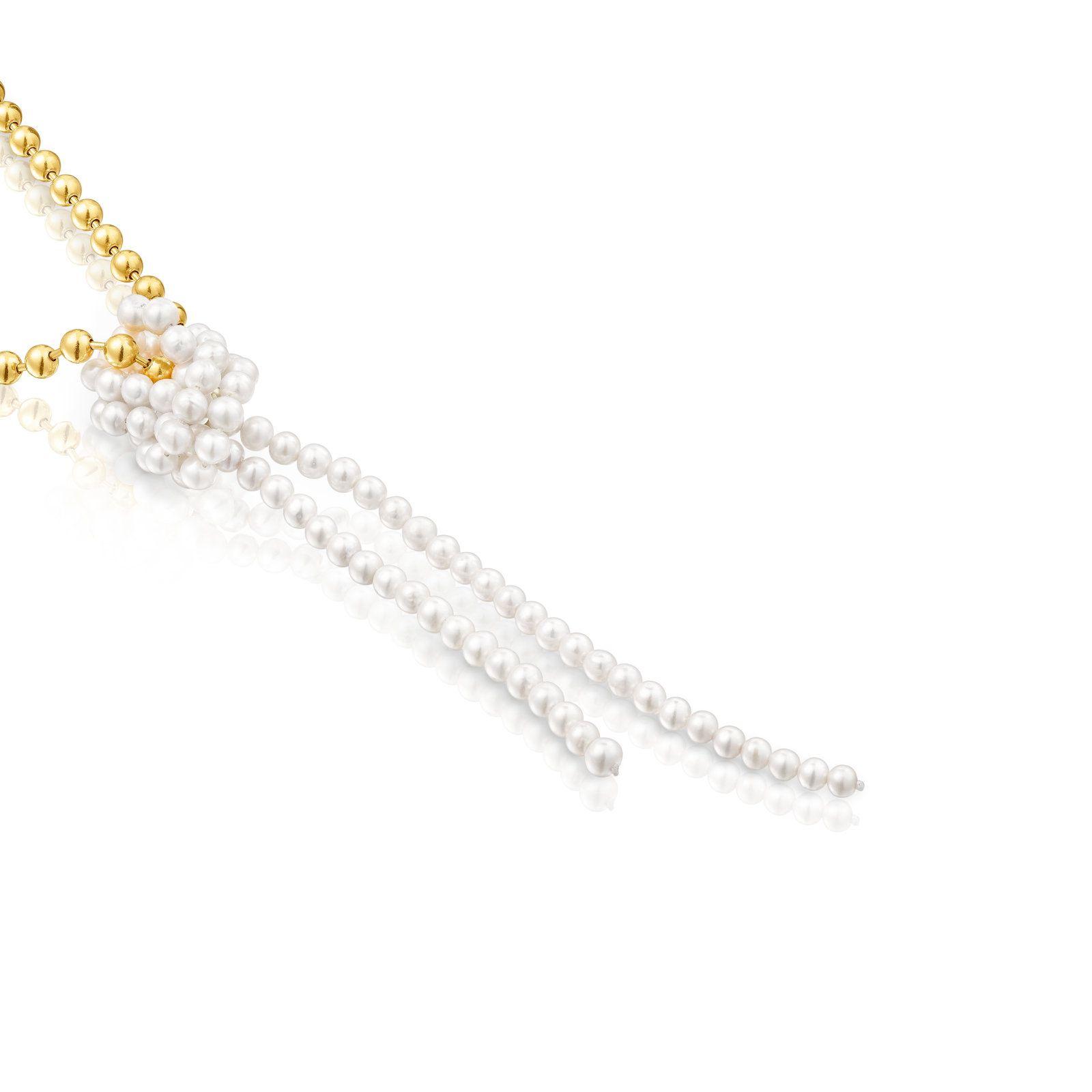 Collar baño de oro 18 kt sobre plata y perlas cultivadas-2