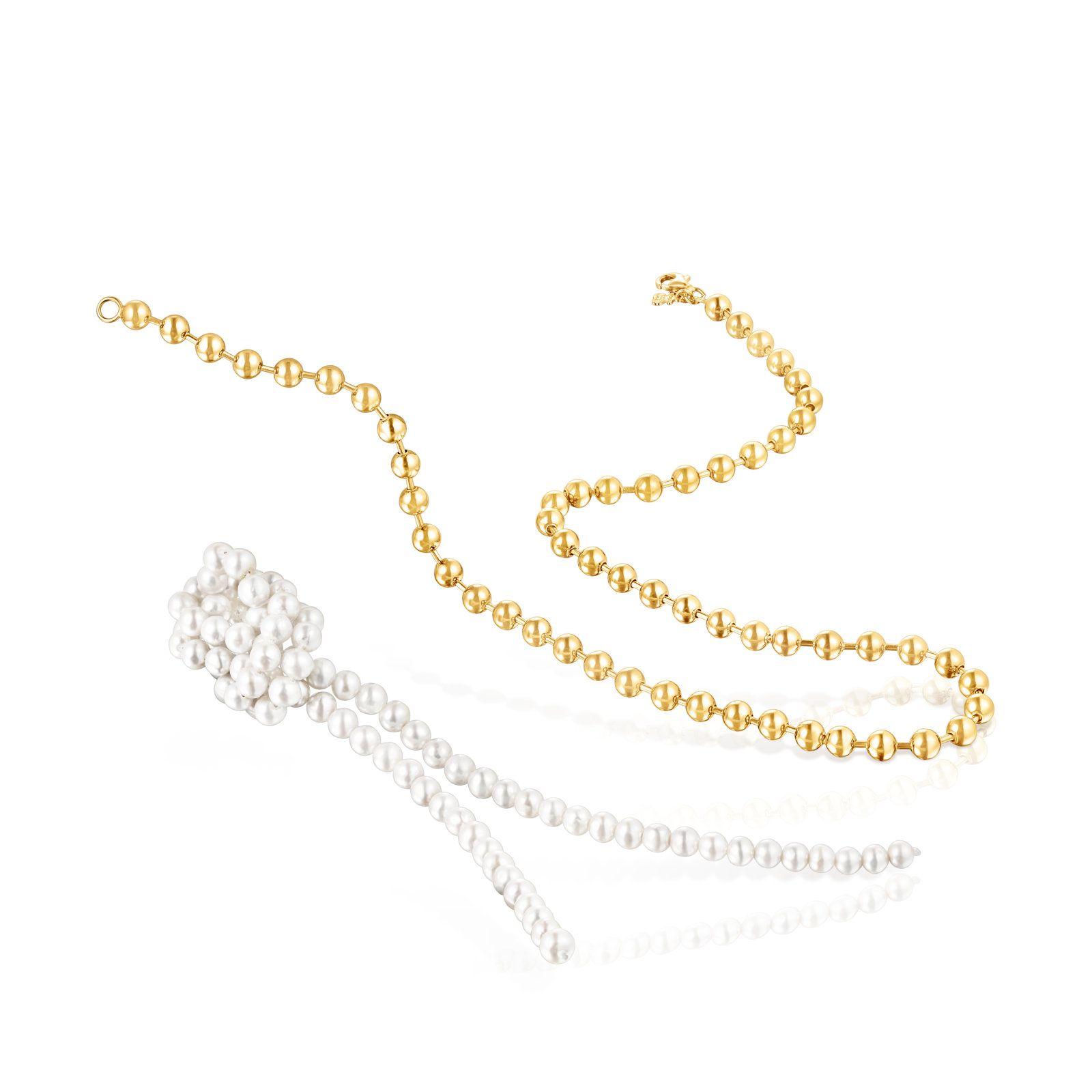 Collar baño de oro 18 kt sobre plata y perlas cultivadas-3