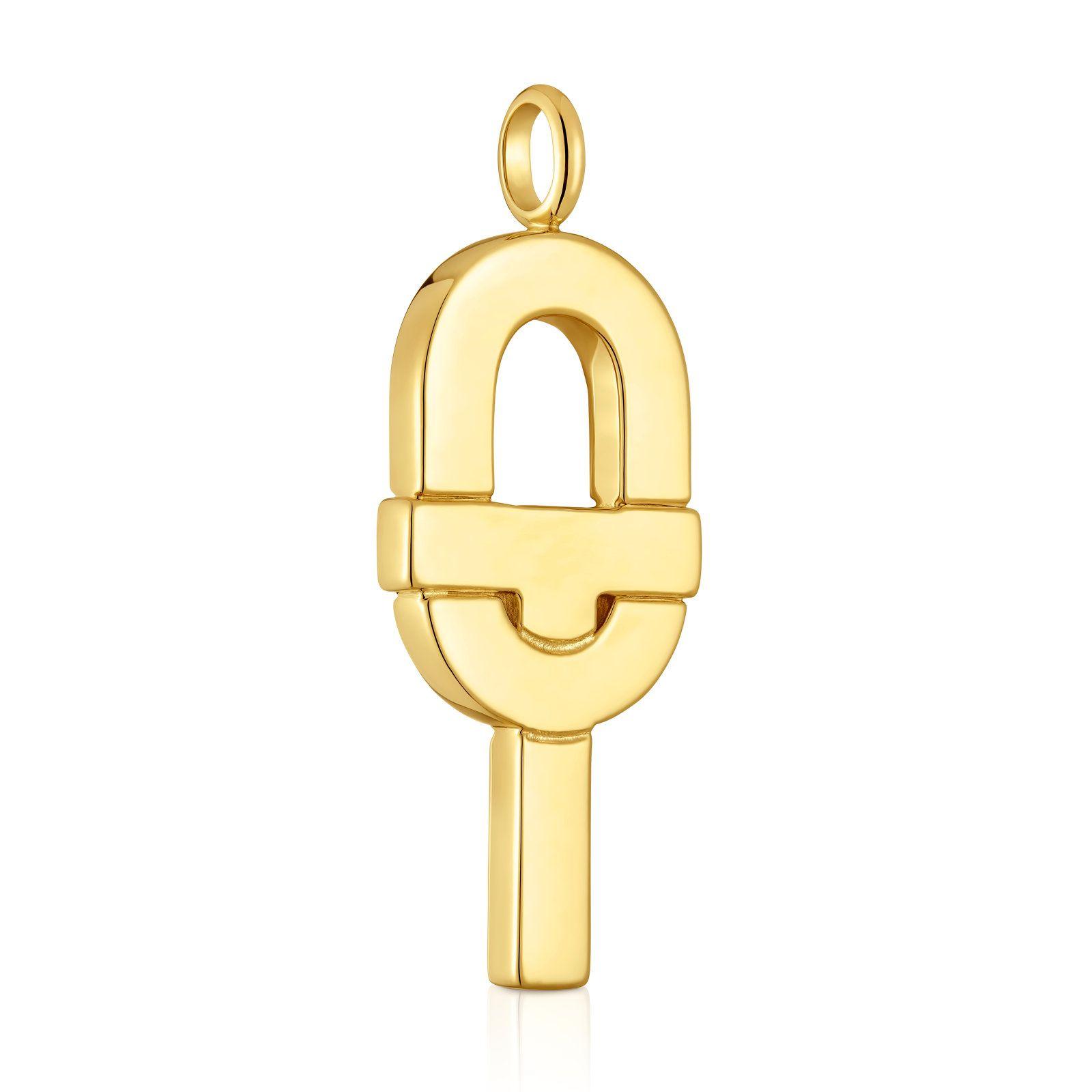 Colgante grande con baño de oro 18 kt sobre plata y esmalte fucsia TOUS MANIFESTO-2