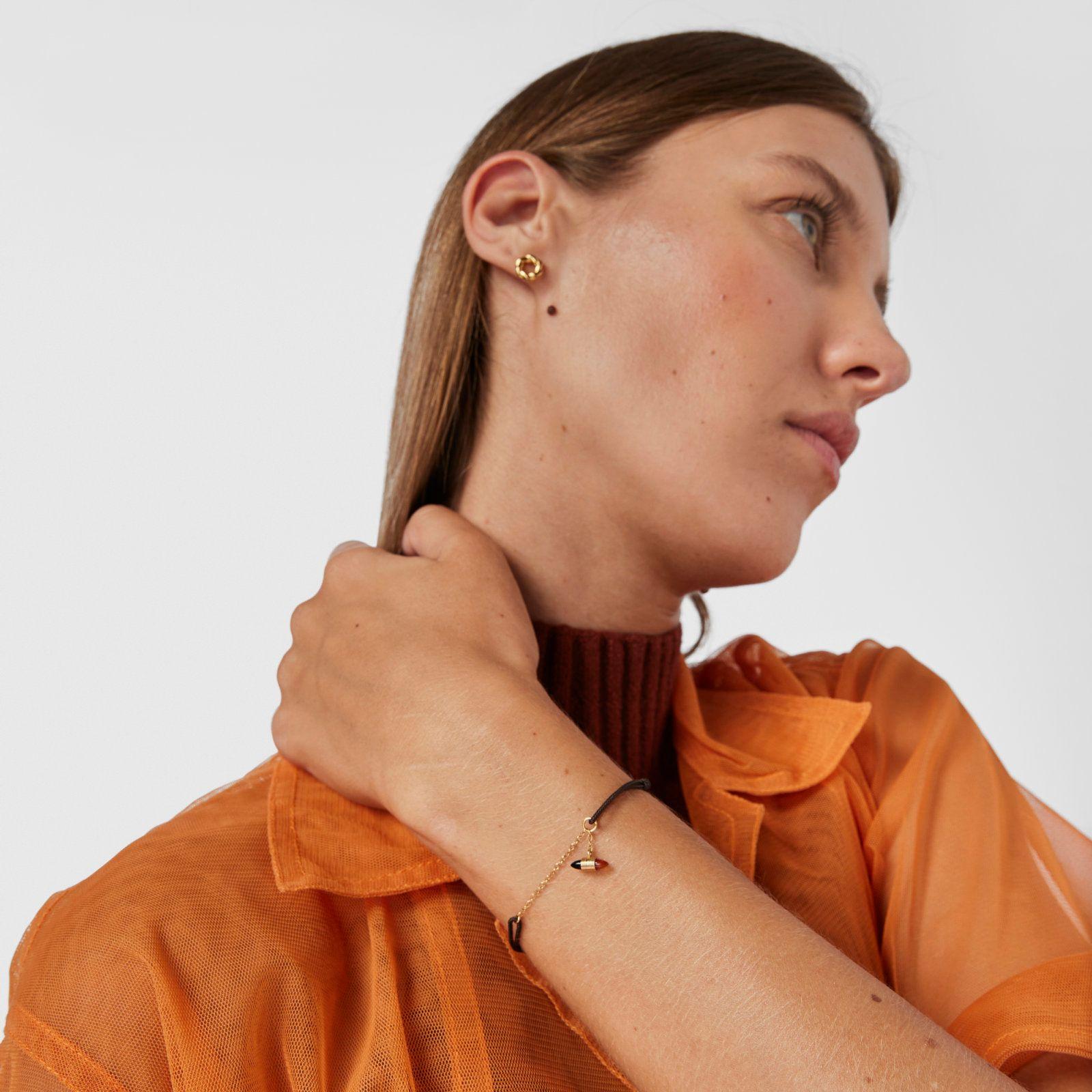 Pulsera de nylon y oro con cornalina y ónix Lure-5