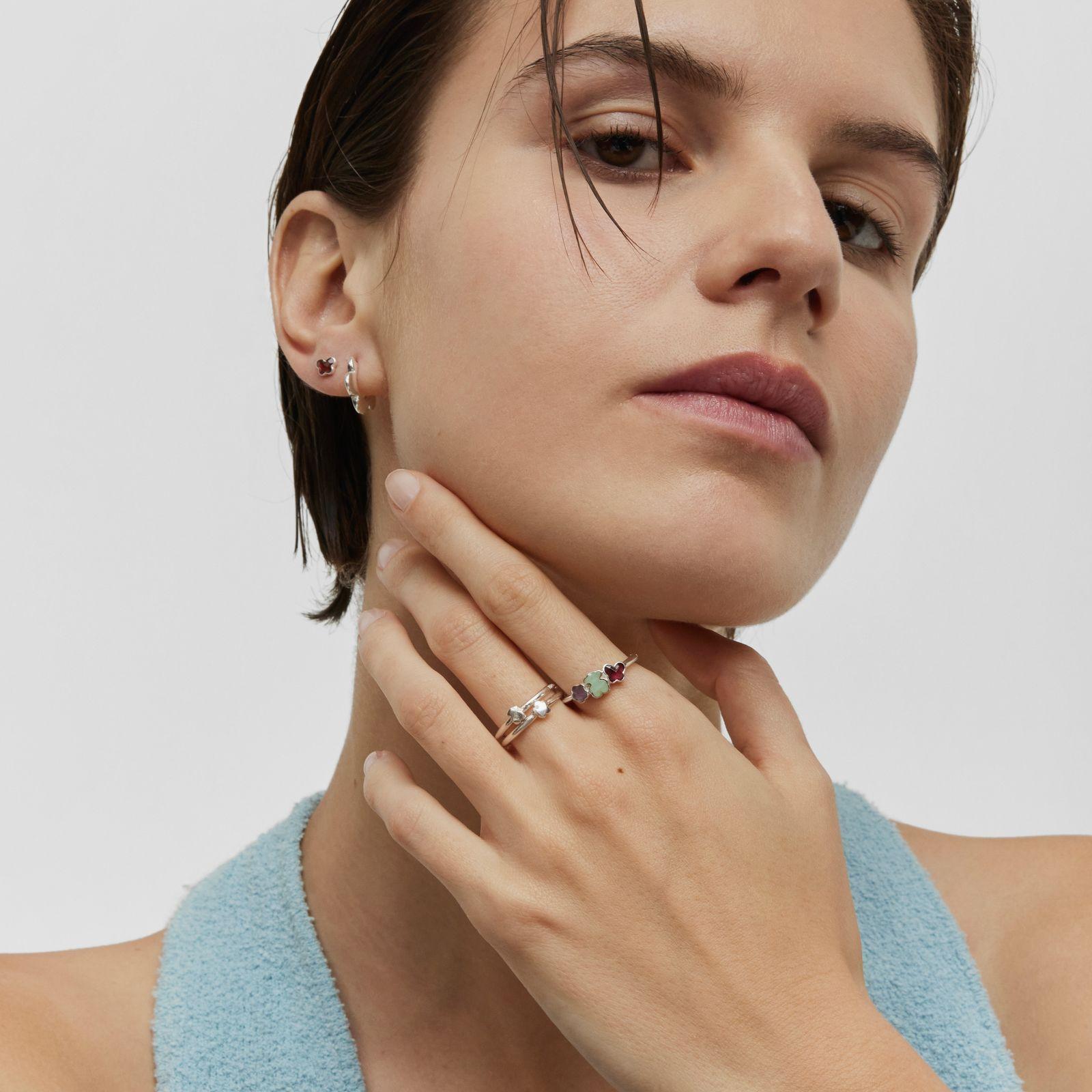 Anillo de plata y gemas motivos Bold Motif-5