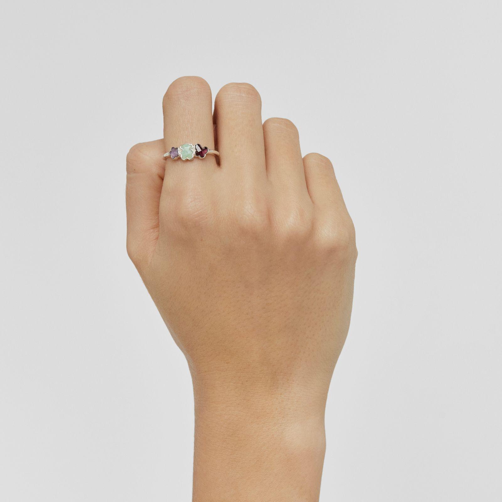 Anillo de plata y gemas motivos Bold Motif-3