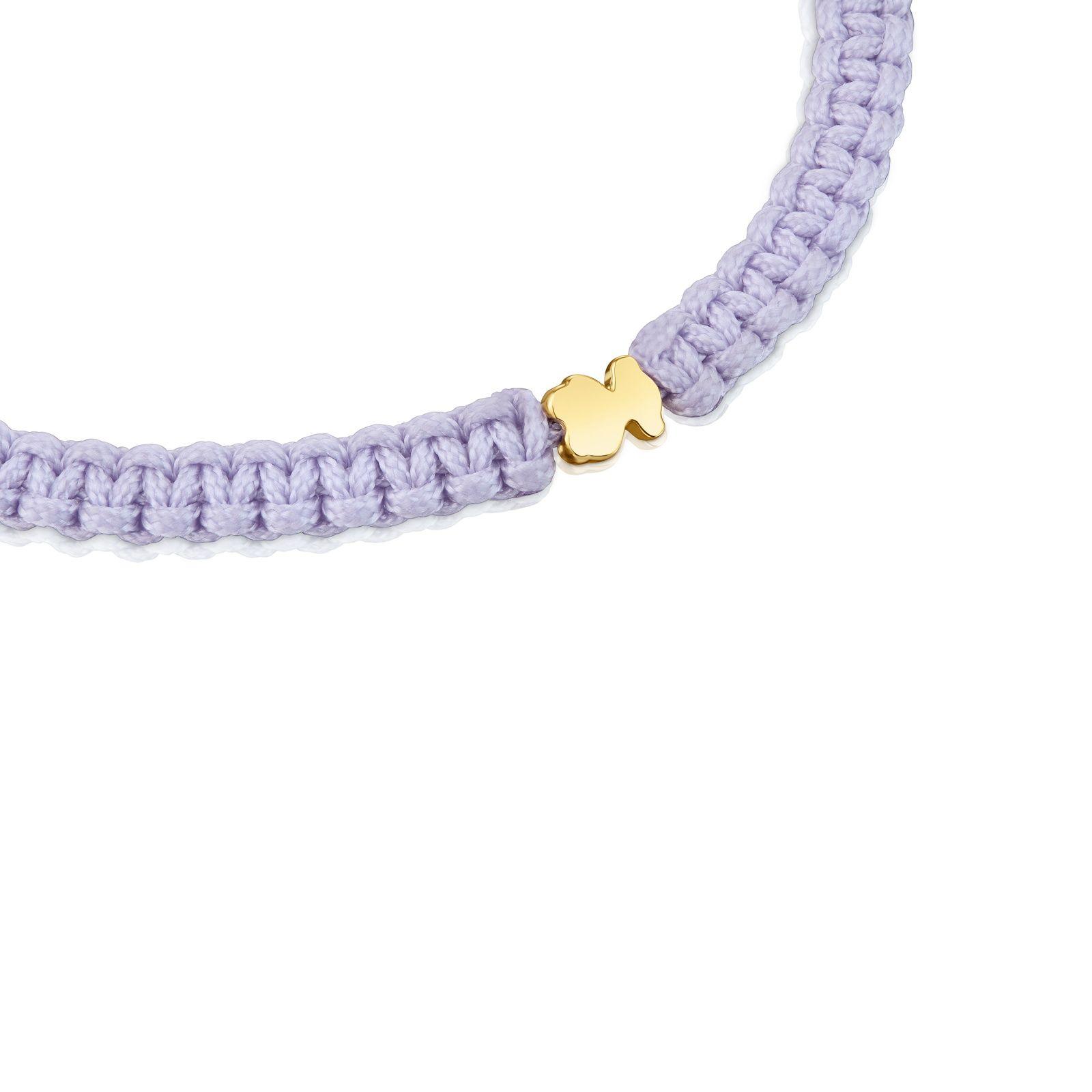 Pulsera oso con baño de oro 18 kt sobre plata y nylon malva TOUS Motivos-2