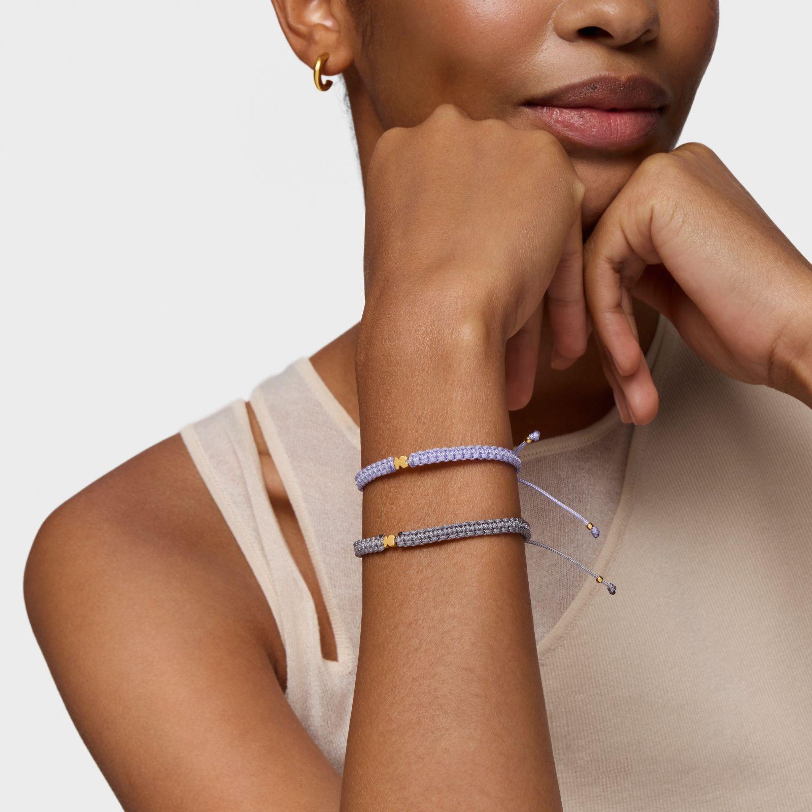 Pulsera oso con baño de oro 18 kt sobre plata y nylon malva TOUS Motivos-4