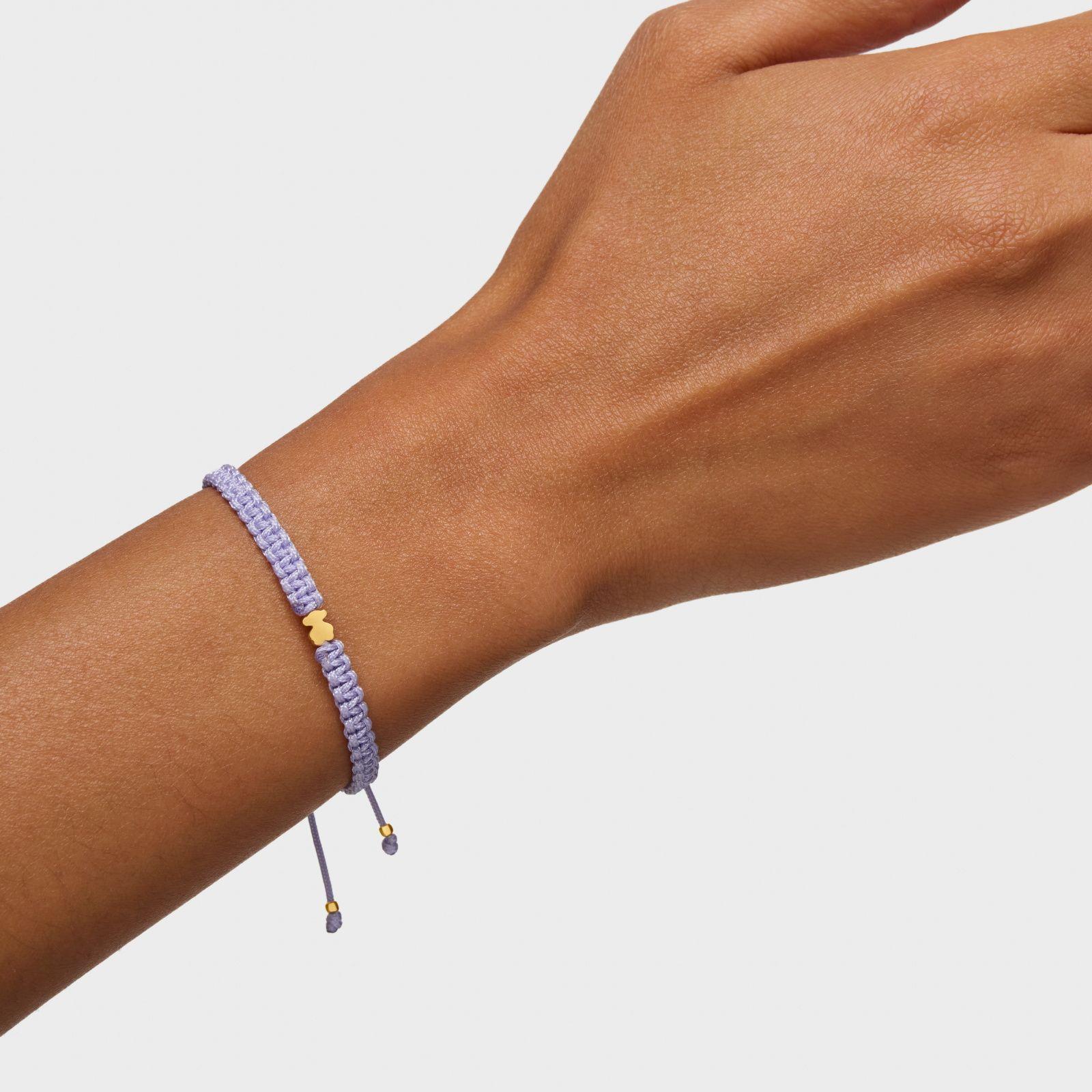 Pulsera oso con baño de oro 18 kt sobre plata y nylon malva TOUS Motivos-5