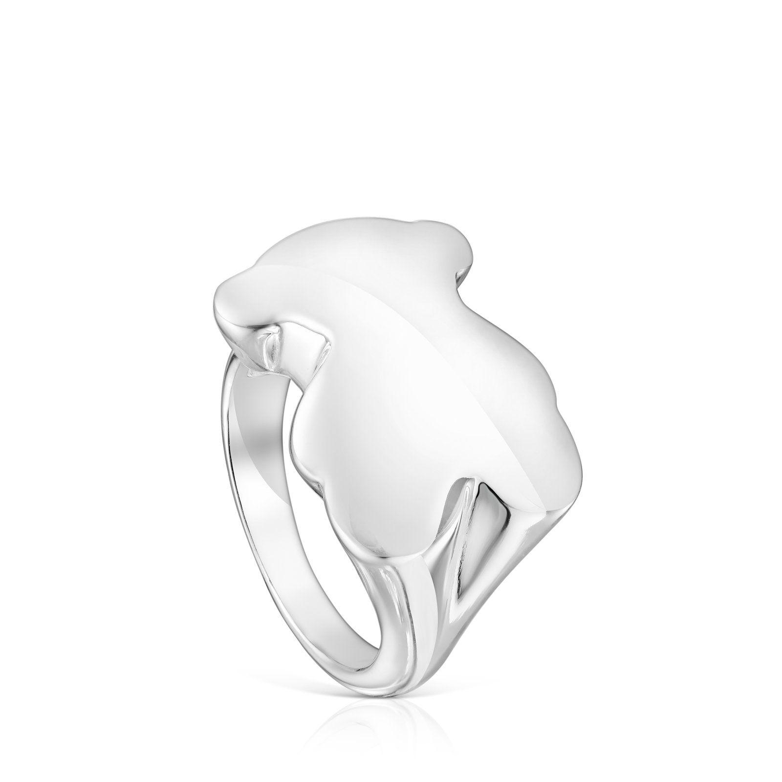 Anillo sello de plata oso Bold Motif Tous-0
