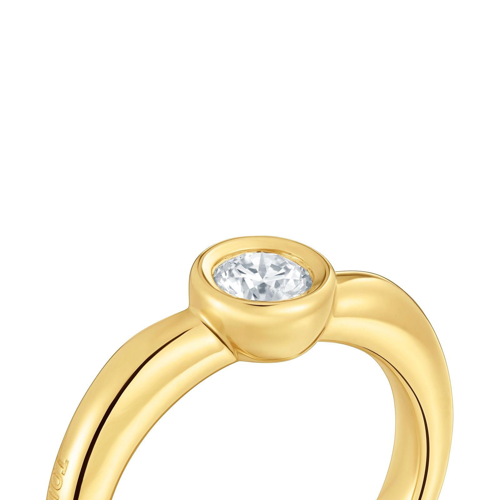 Anillo ancho baño de oro 18 kt sobre plata y diamante de lab-3