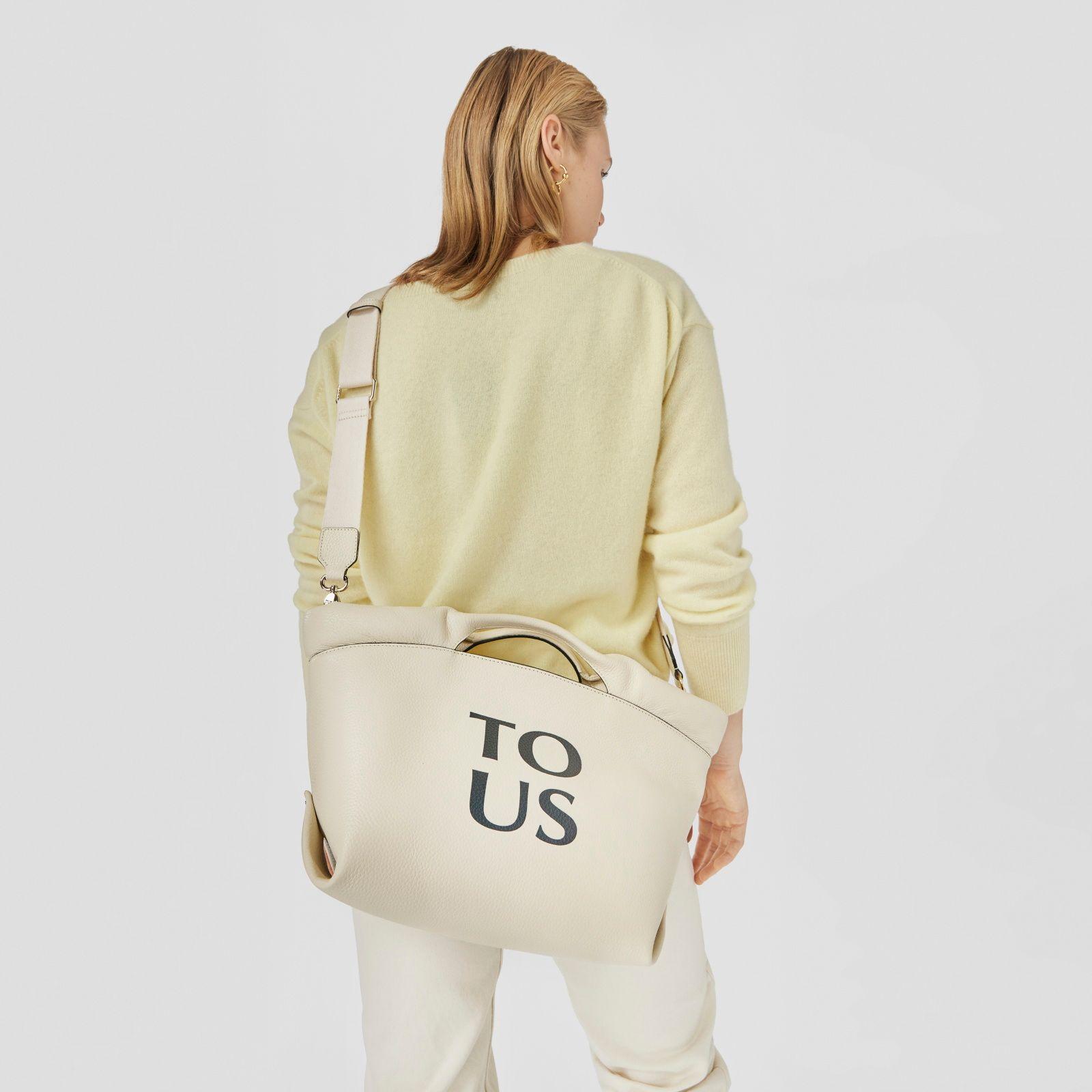 Capazo mediano de piel beige Balloon TOUS-5