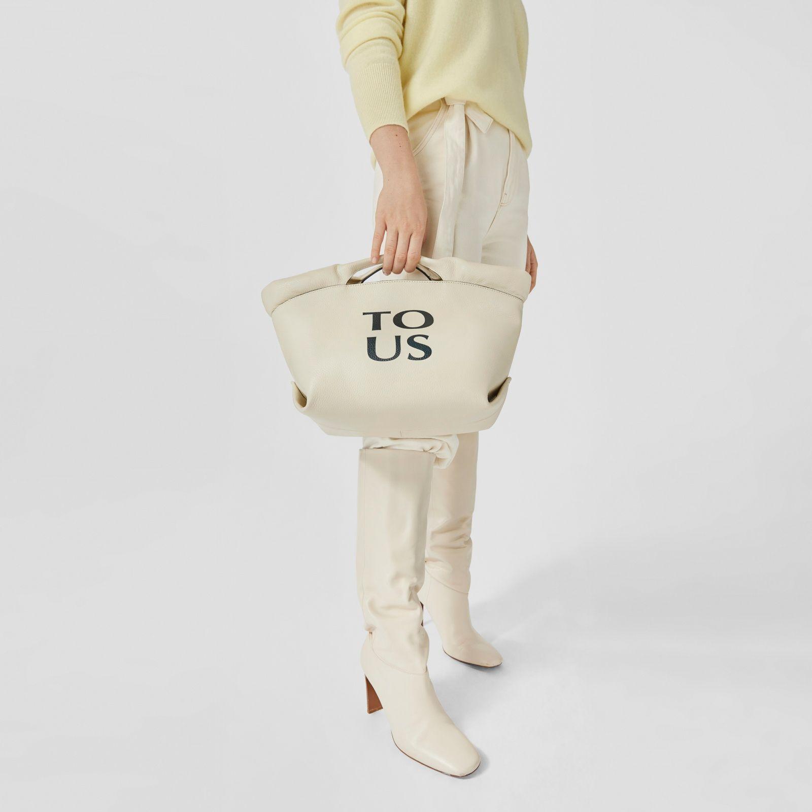 Capazo mediano de piel beige Balloon TOUS-7