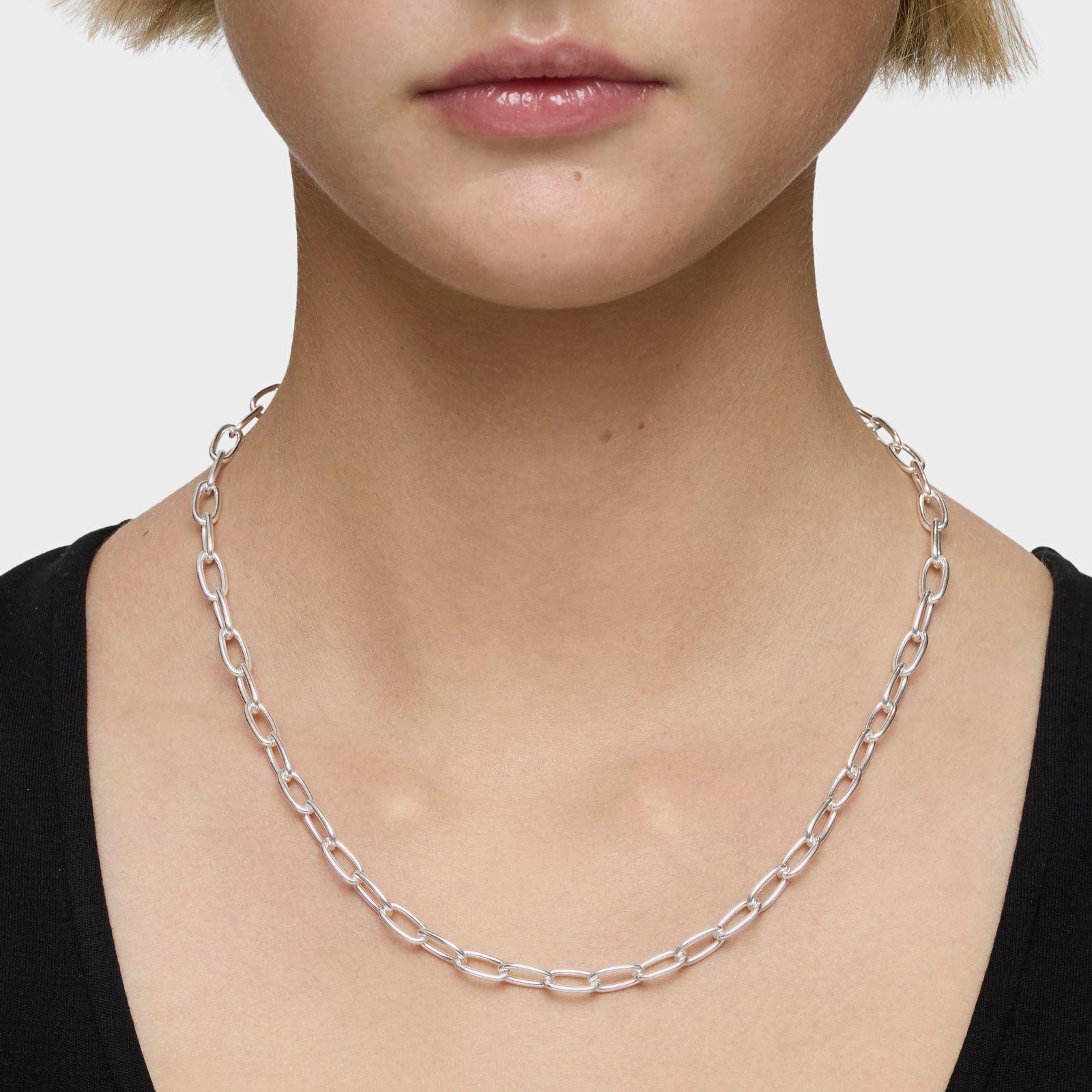 Collar corto XL de plata Hold Oval-3