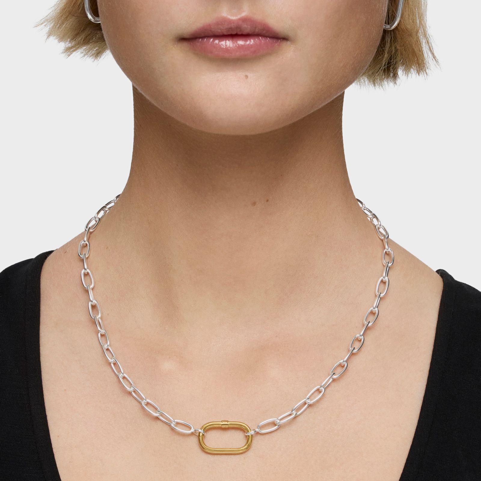 Collar corto XL de plata Hold Oval-4