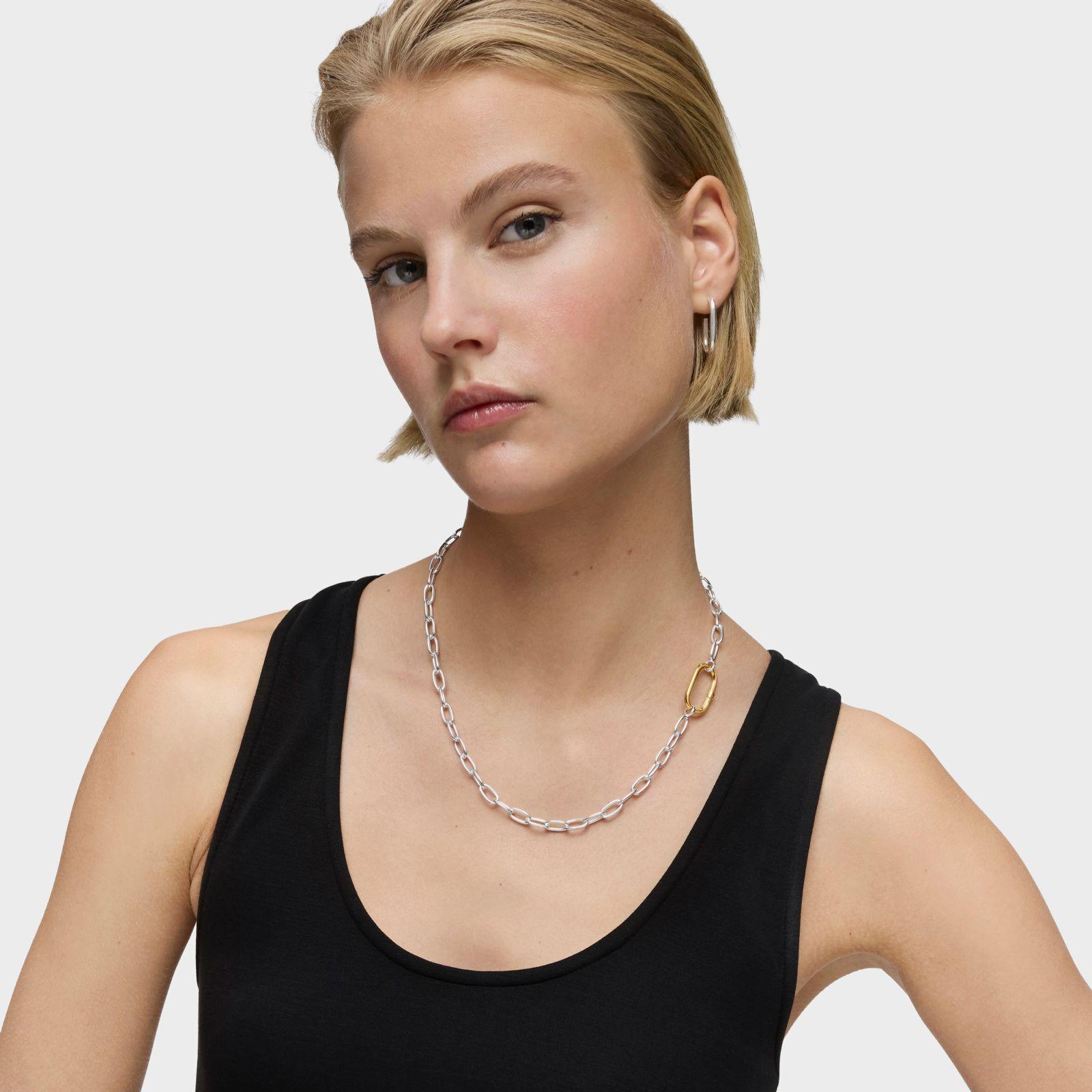 Collar corto XL de plata Hold Oval-6