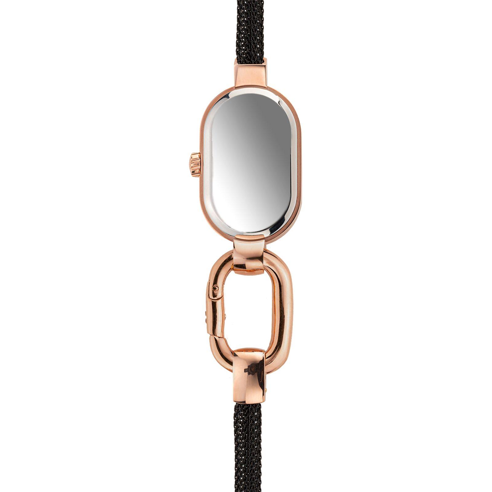 Reloj analógico con brazalete de acero IP negro y caja de acero IPRG rosado TOUS Hold Oval-2