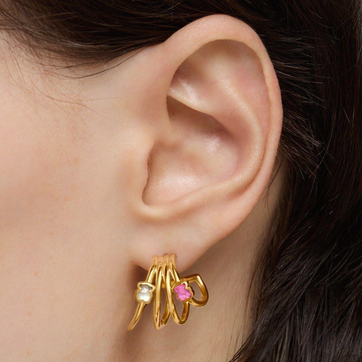 Aros oro 18 kt plata con gemas lab creadas Icon LGG-4