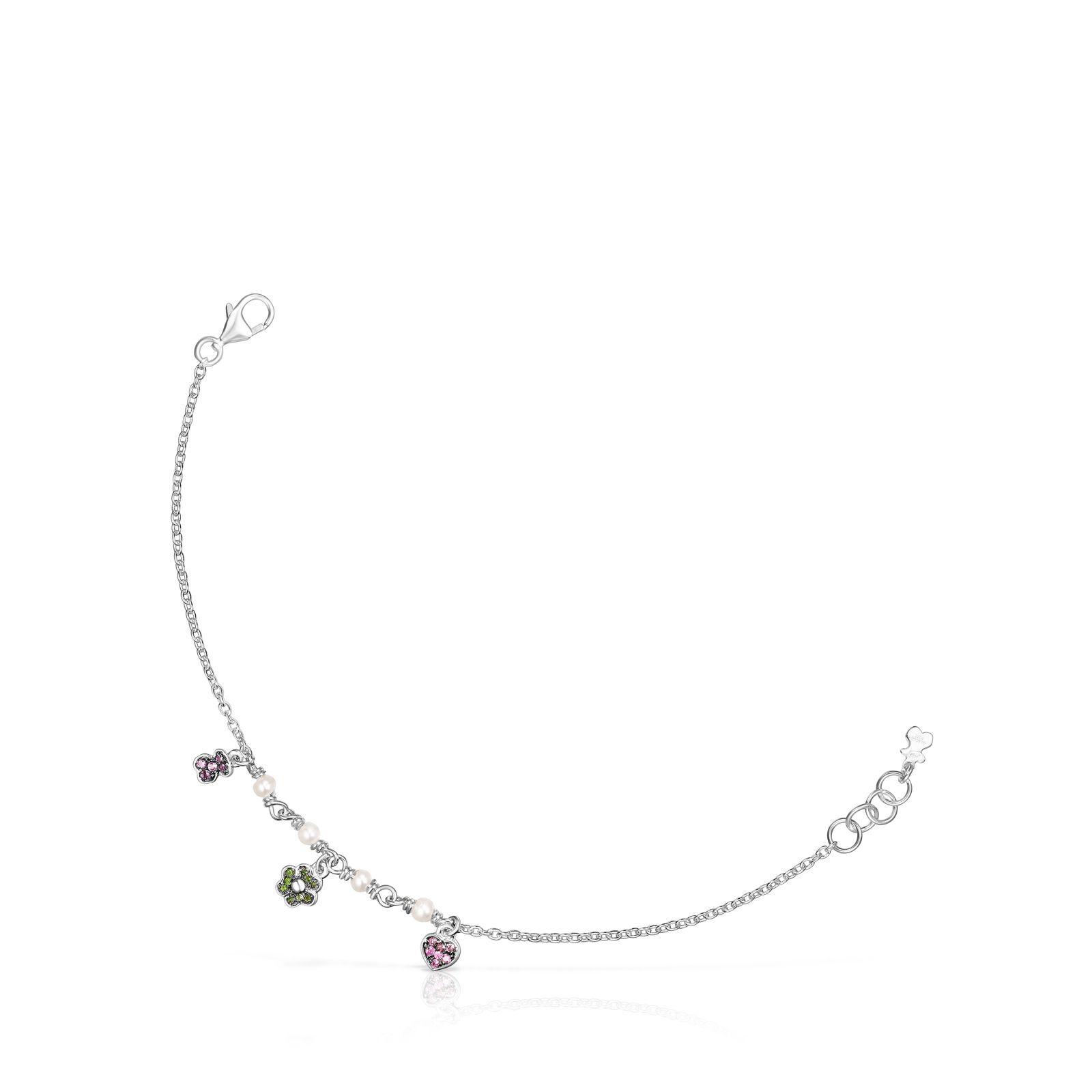 Pulsera de plata con perlas y motivos New Motif Tous-0