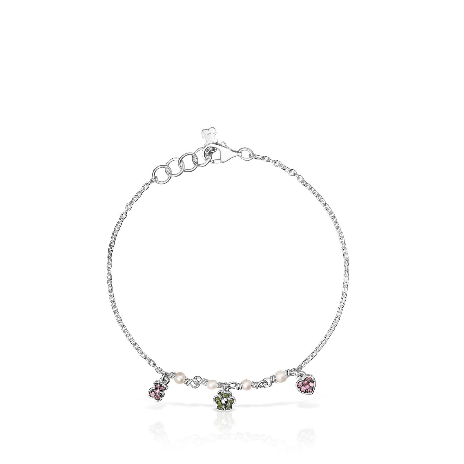 Pulsera de plata con perlas y motivos New Motif Tous-1